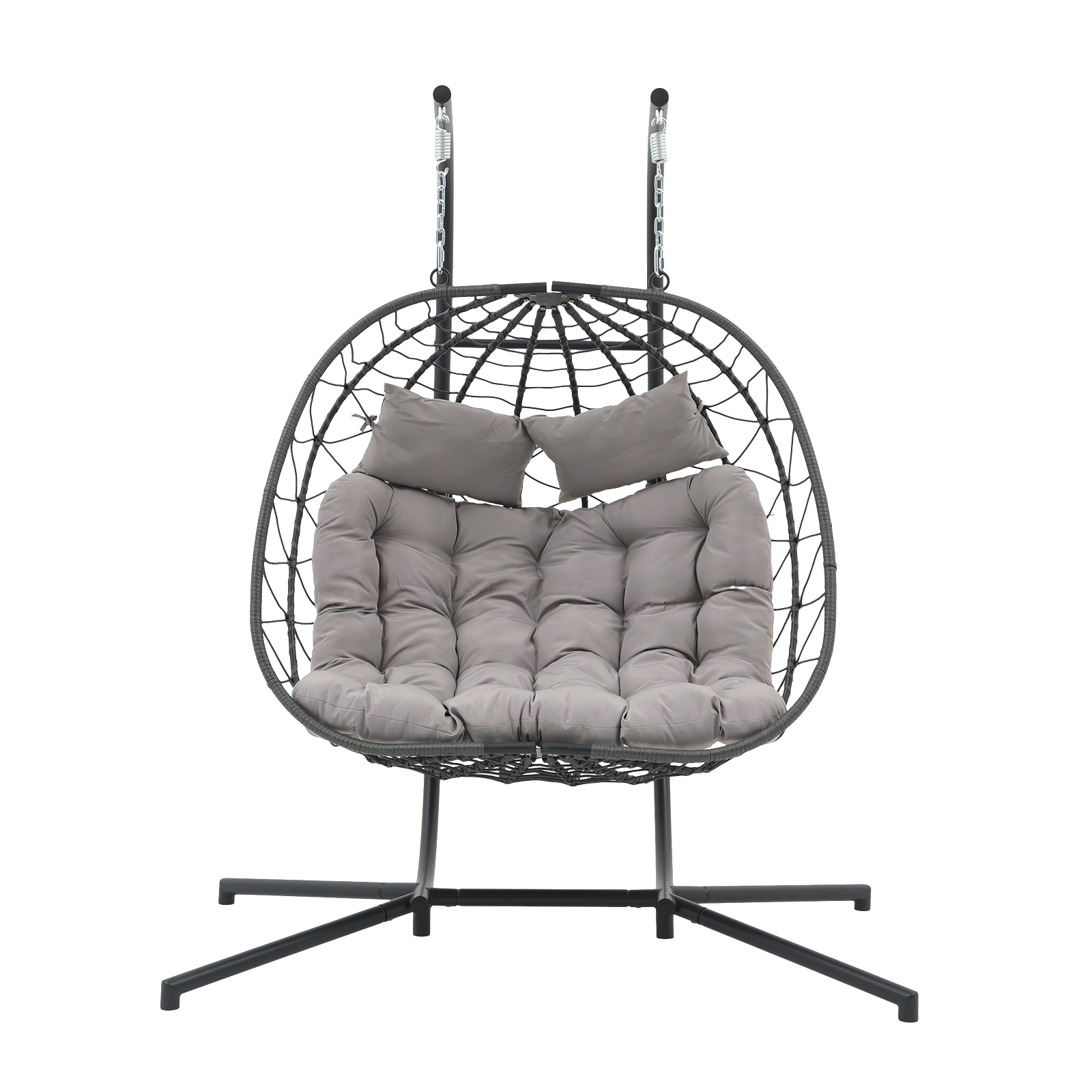 2 Person Egg Swing Chair with Stand, Steel Frame Folding Egg Chirs, 3 Colors