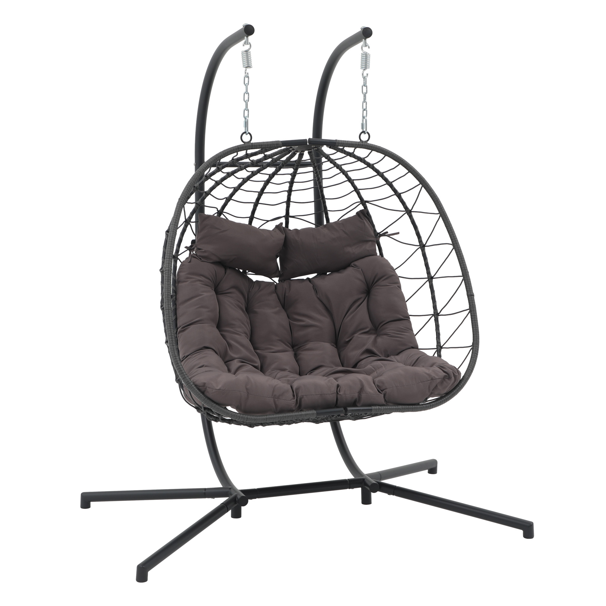2 Person Egg Swing Chair with Stand, Steel Frame Folding Egg Chirs, 3 Colors