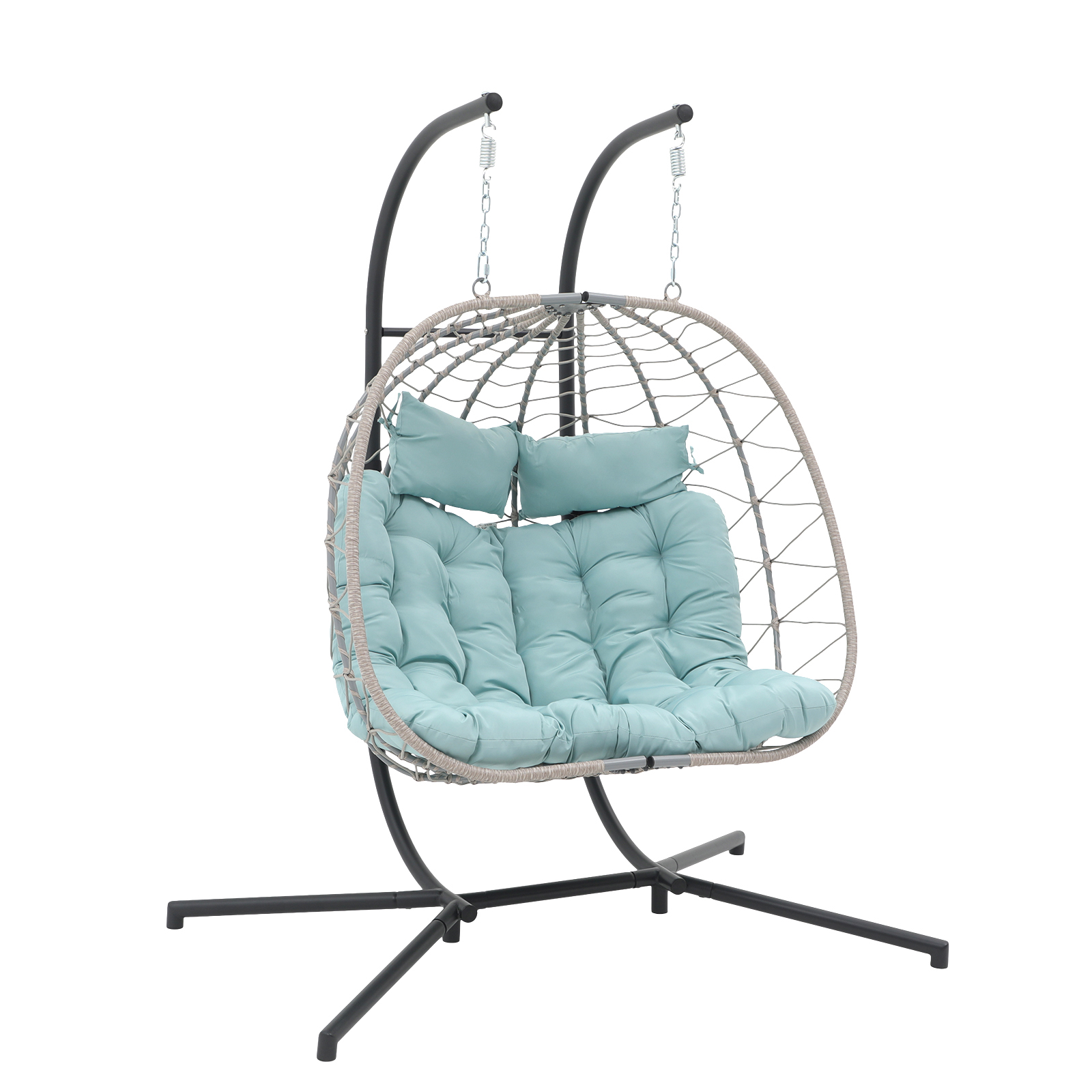 2 Person Egg Swing Chair with Stand, Steel Frame Folding Egg Chirs, 3 Colors