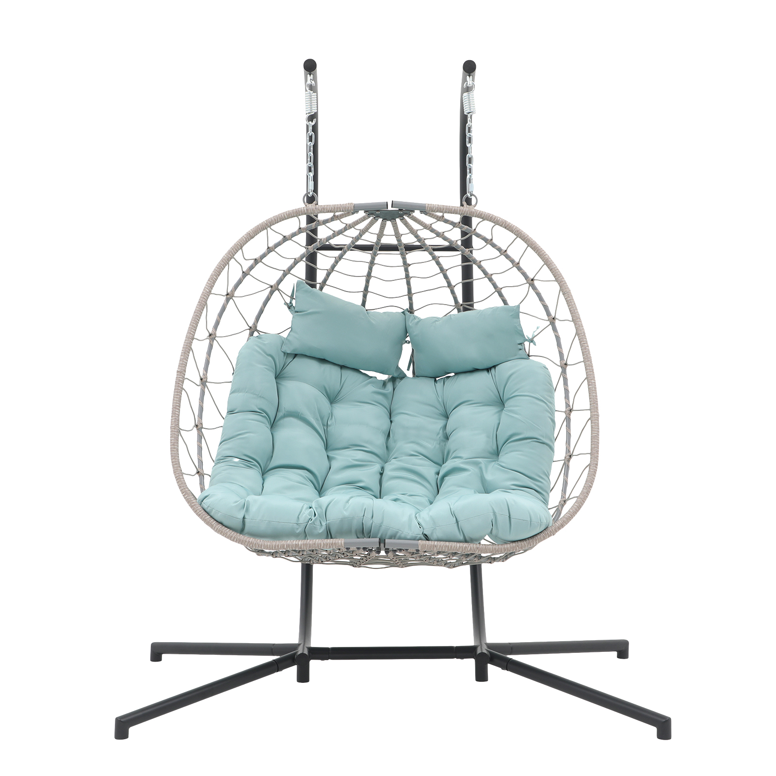 2 Person Egg Swing Chair with Stand, Steel Frame Folding Egg Chirs, 3 Colors