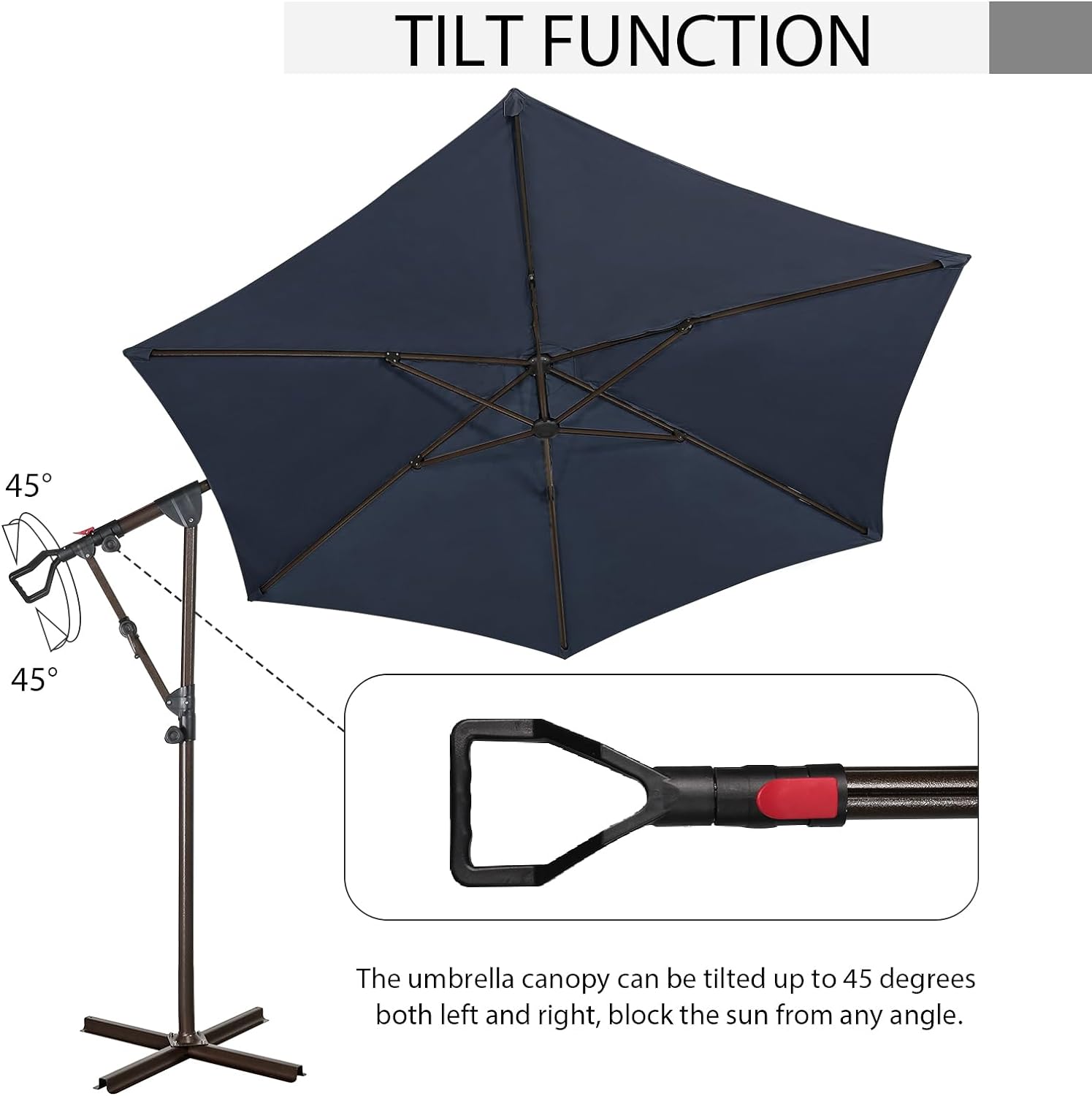 10Ft Patio Umbrella, Outdoor Cantilever Aluminum Umbrella with 360°Rotation,5 Colors