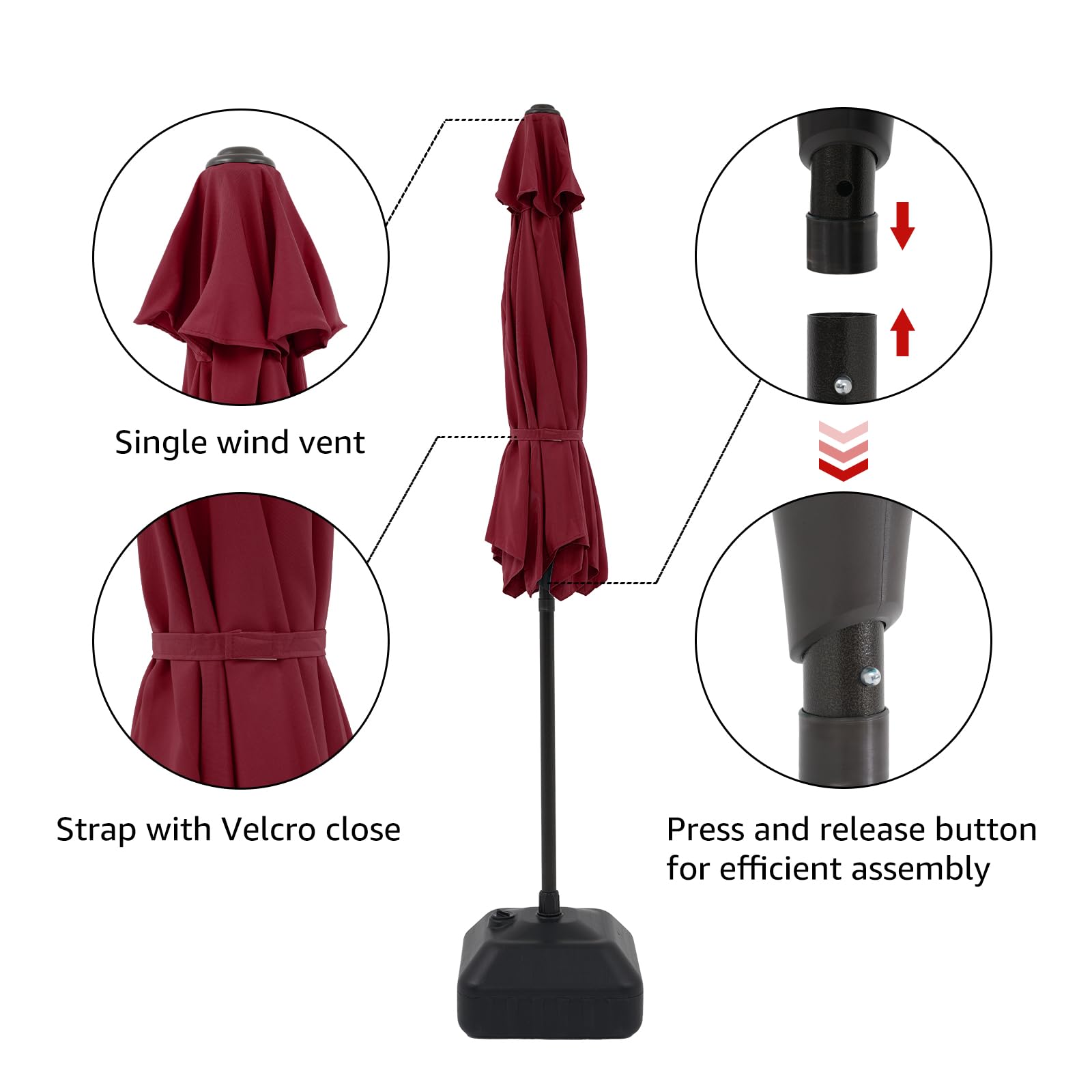 7.5 ft Patio Umbrella Outdoor Table Market Umbrella with Push Button Tilt and Crank, 6 Ribs