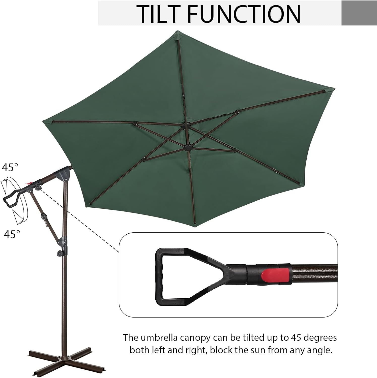 10Ft Patio Umbrella, Outdoor Cantilever Aluminum Umbrella with 360°Rotation,5 Colors