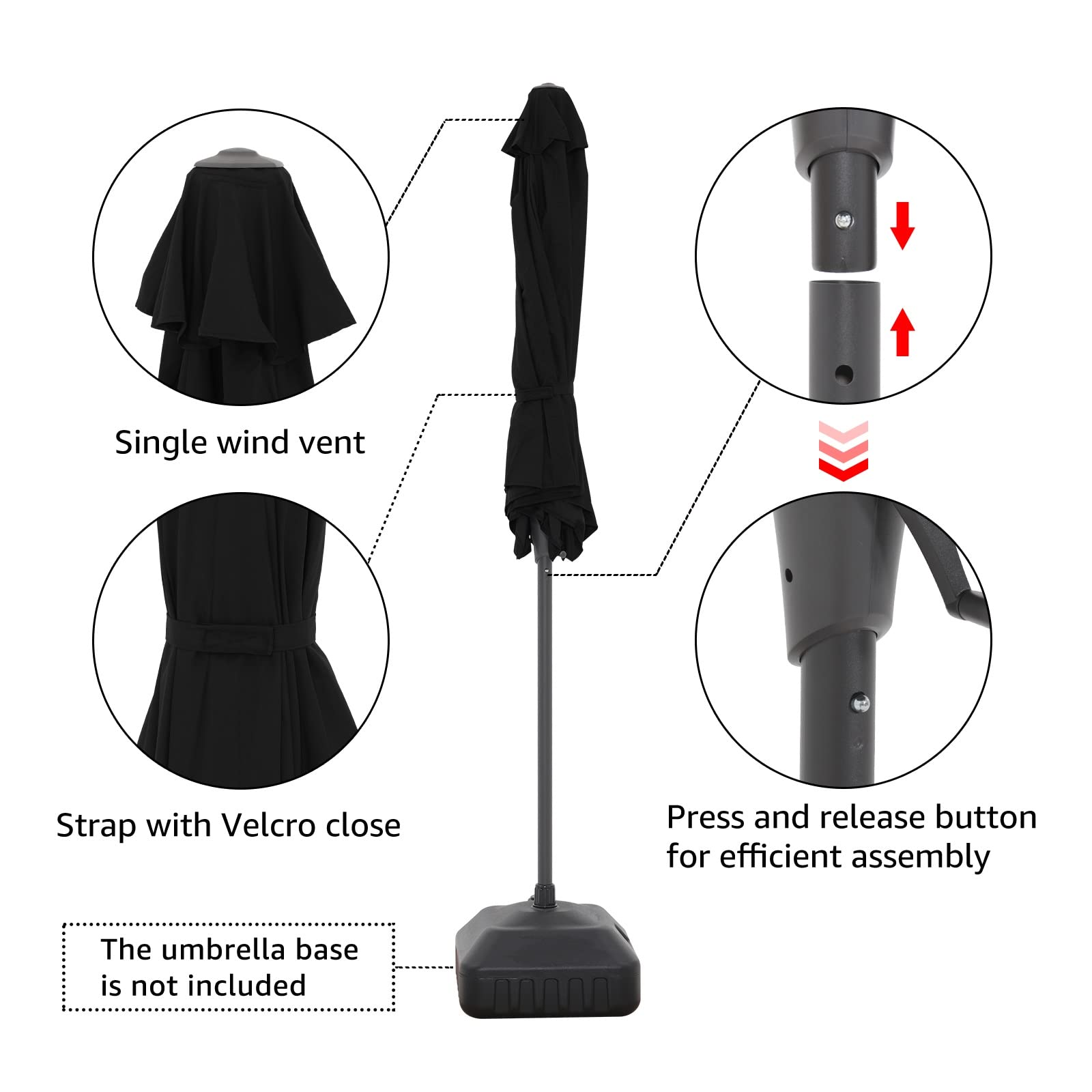 7.5 ft Patio Umbrella Outdoor Table Market Umbrella with Push Button Tilt and Crank, 6 Ribs