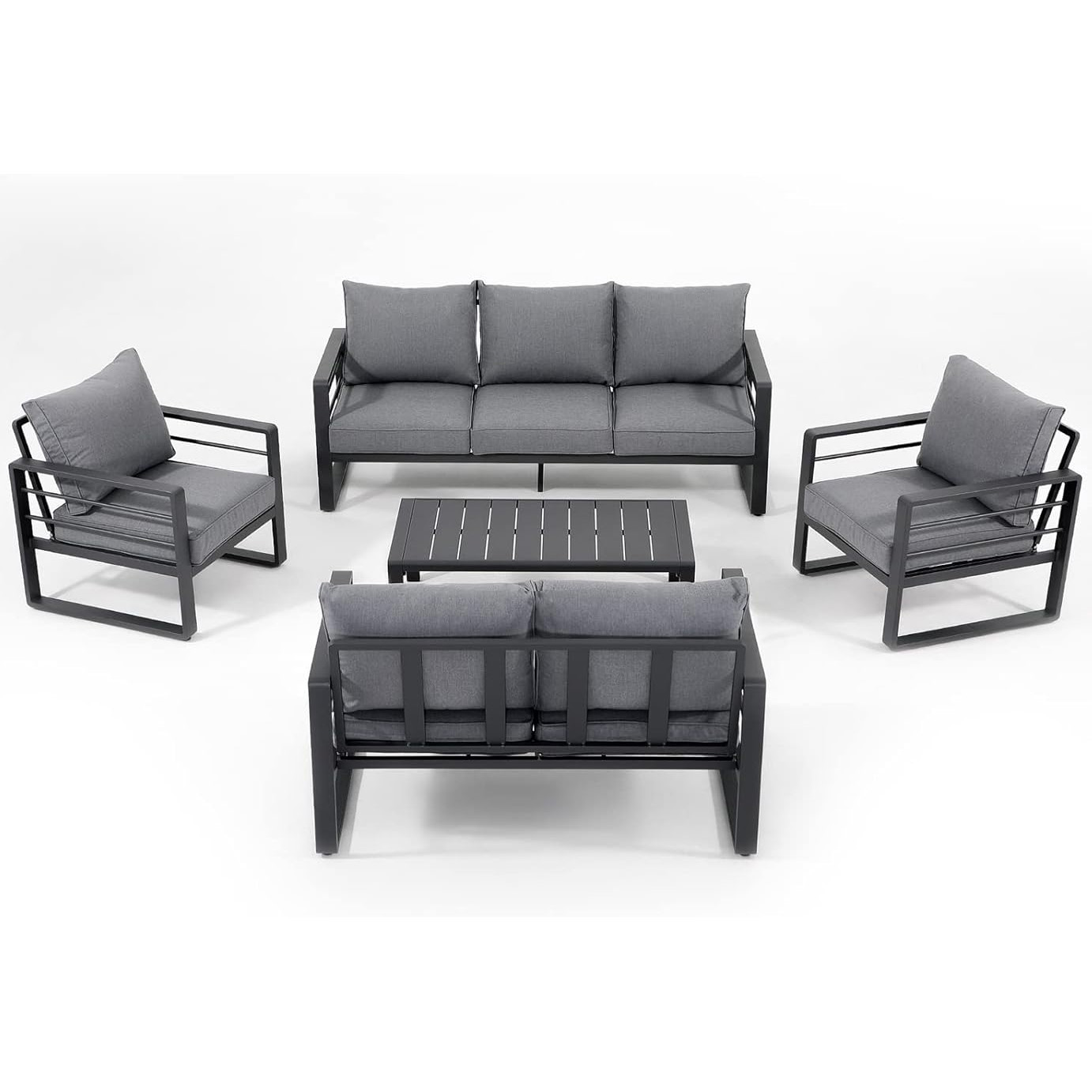 5Pcs Aluminum Patio Furniture Set Modern Outdoor Conversation Set, 7 Seat