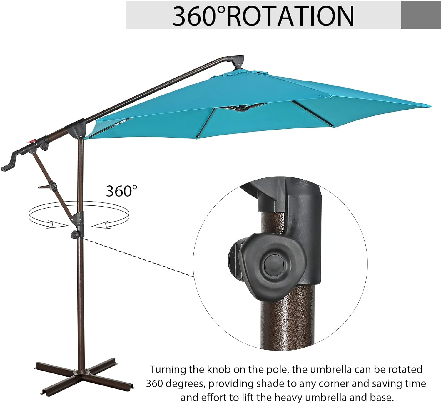 10Ft Patio Umbrella, Outdoor Cantilever Aluminum Umbrella with 360°Rotation,5 Colors