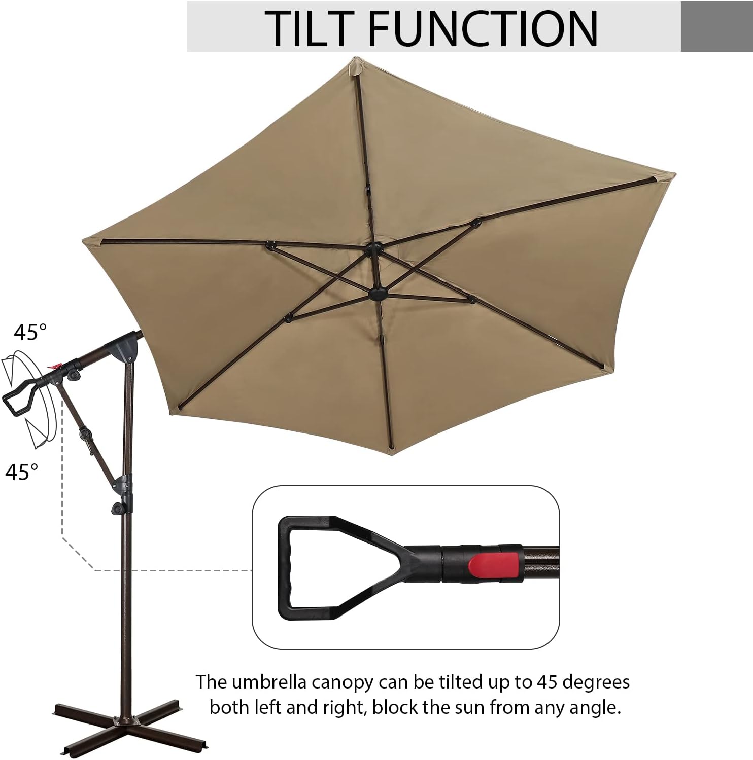 10Ft Patio Umbrella, Outdoor Cantilever Aluminum Umbrella with 360°Rotation,5 Colors