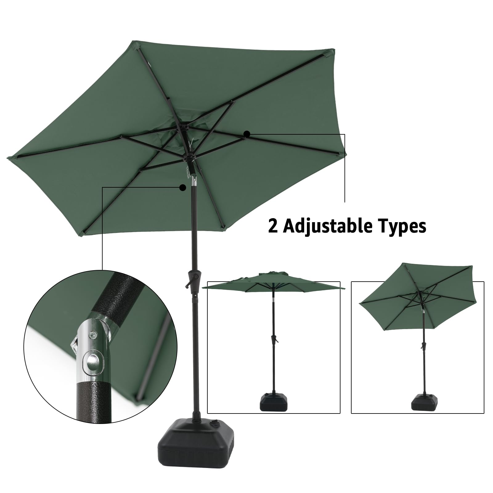 7.5 ft Patio Umbrella Outdoor Table Market Umbrella with Push Button Tilt and Crank, 6 Ribs