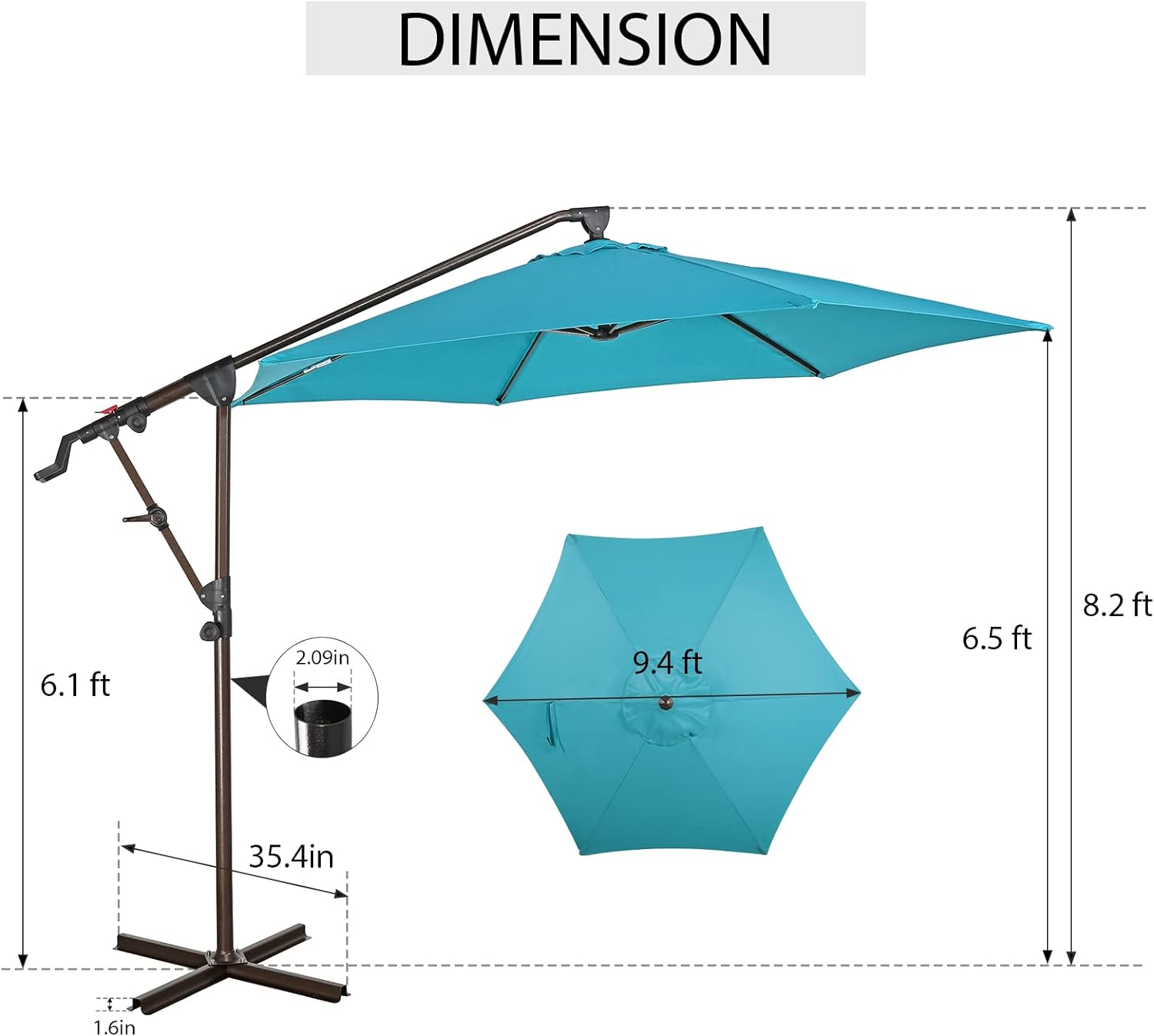 10Ft Patio Umbrella, Outdoor Cantilever Aluminum Umbrella with 360°Rotation,5 Colors