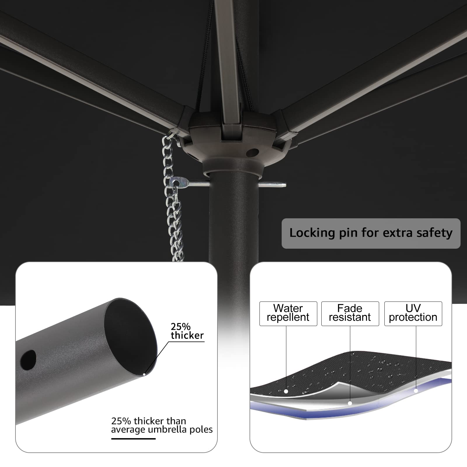 7.5 ft Patio Umbrella Outdoor Table Market Umbrella with Push Button Tilt and Crank, 6 Ribs