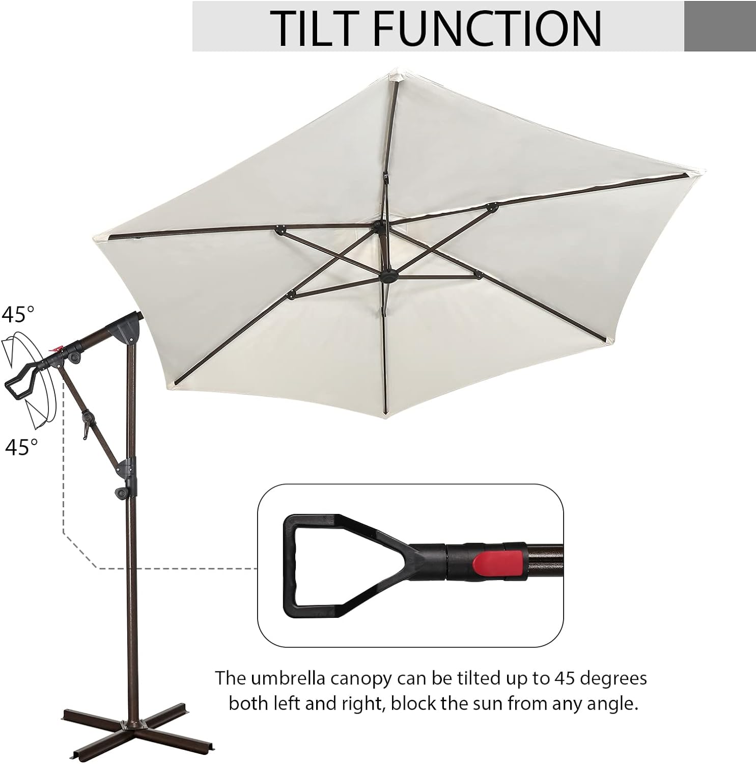 10Ft Patio Umbrella, Outdoor Cantilever Aluminum Umbrella with 360°Rotation,5 Colors