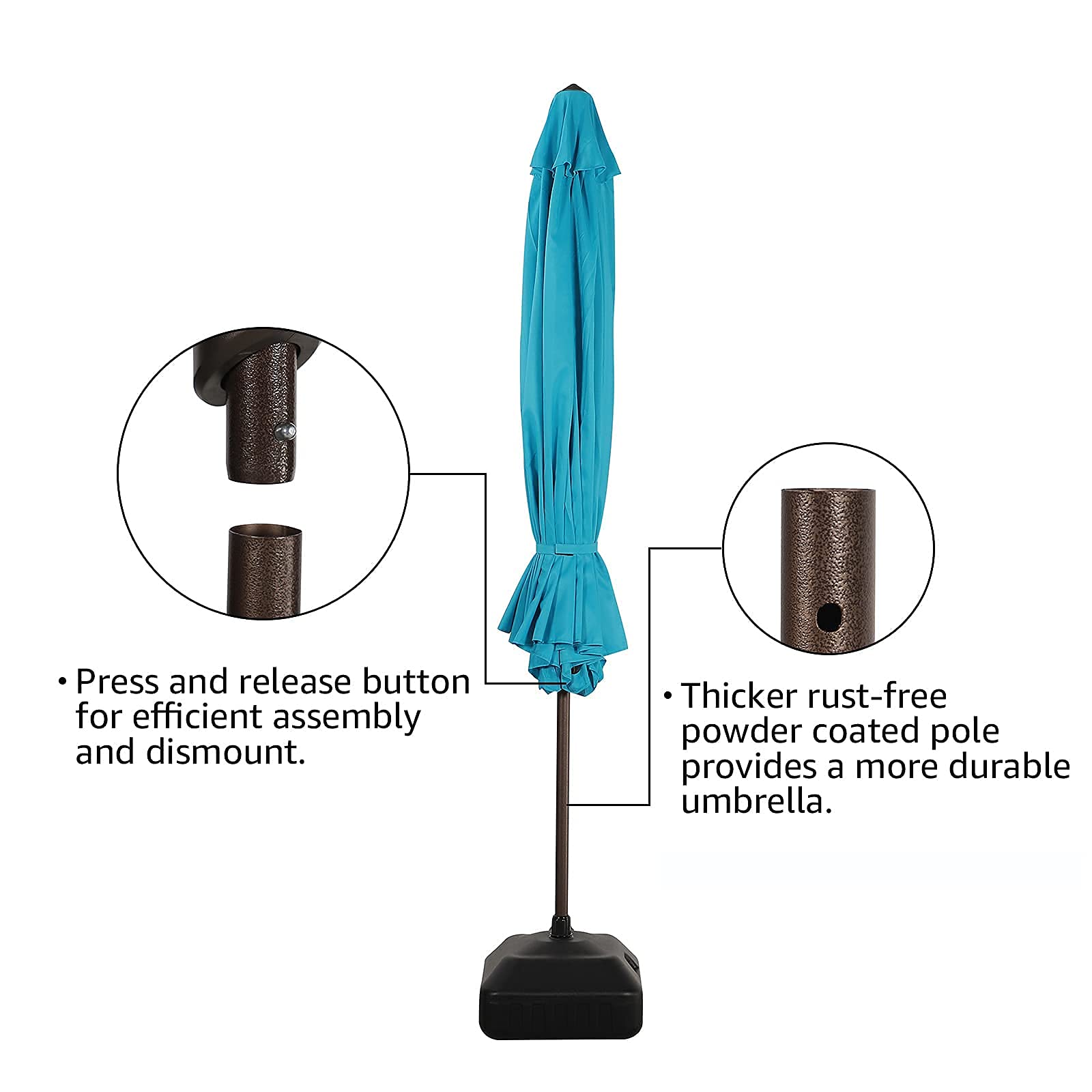 7.5 ft Patio Umbrella Outdoor Table Market Umbrella with Push Button Tilt and Crank, 6 Ribs