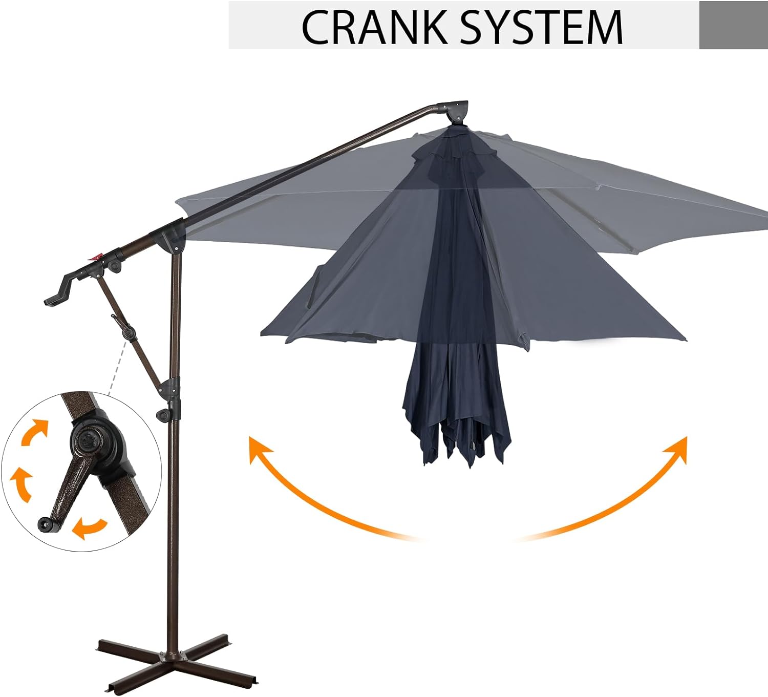 10Ft Patio Umbrella, Outdoor Cantilever Aluminum Umbrella with 360°Rotation,5 Colors