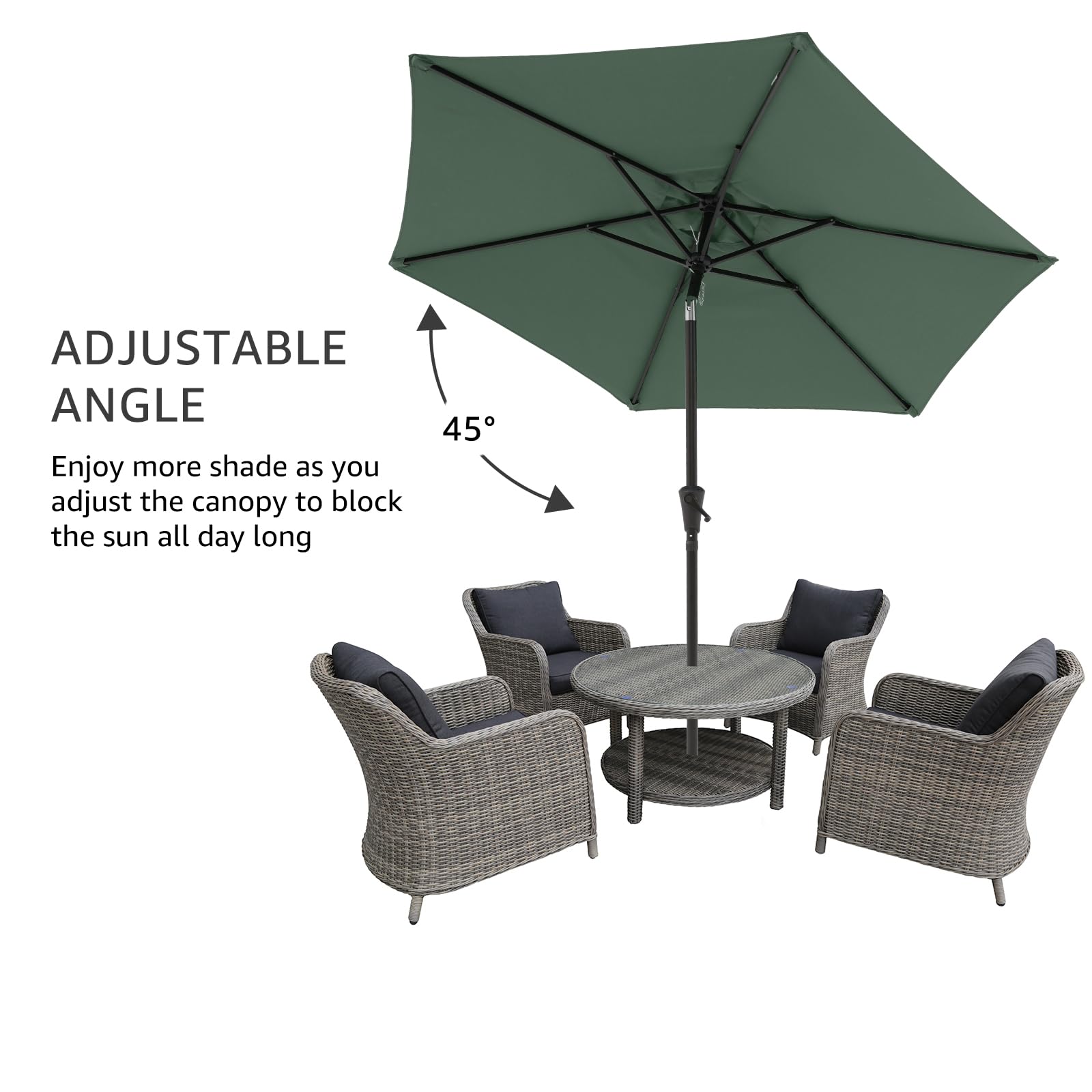 7.5 ft Patio Umbrella Outdoor Table Market Umbrella with Push Button Tilt and Crank, 6 Ribs