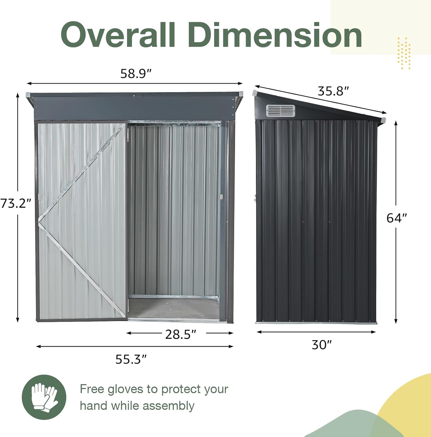 5'x 3' Outdoor Storage Shed, Metal Garden Tool Shed for Backyard, Patio, Lawn, Black