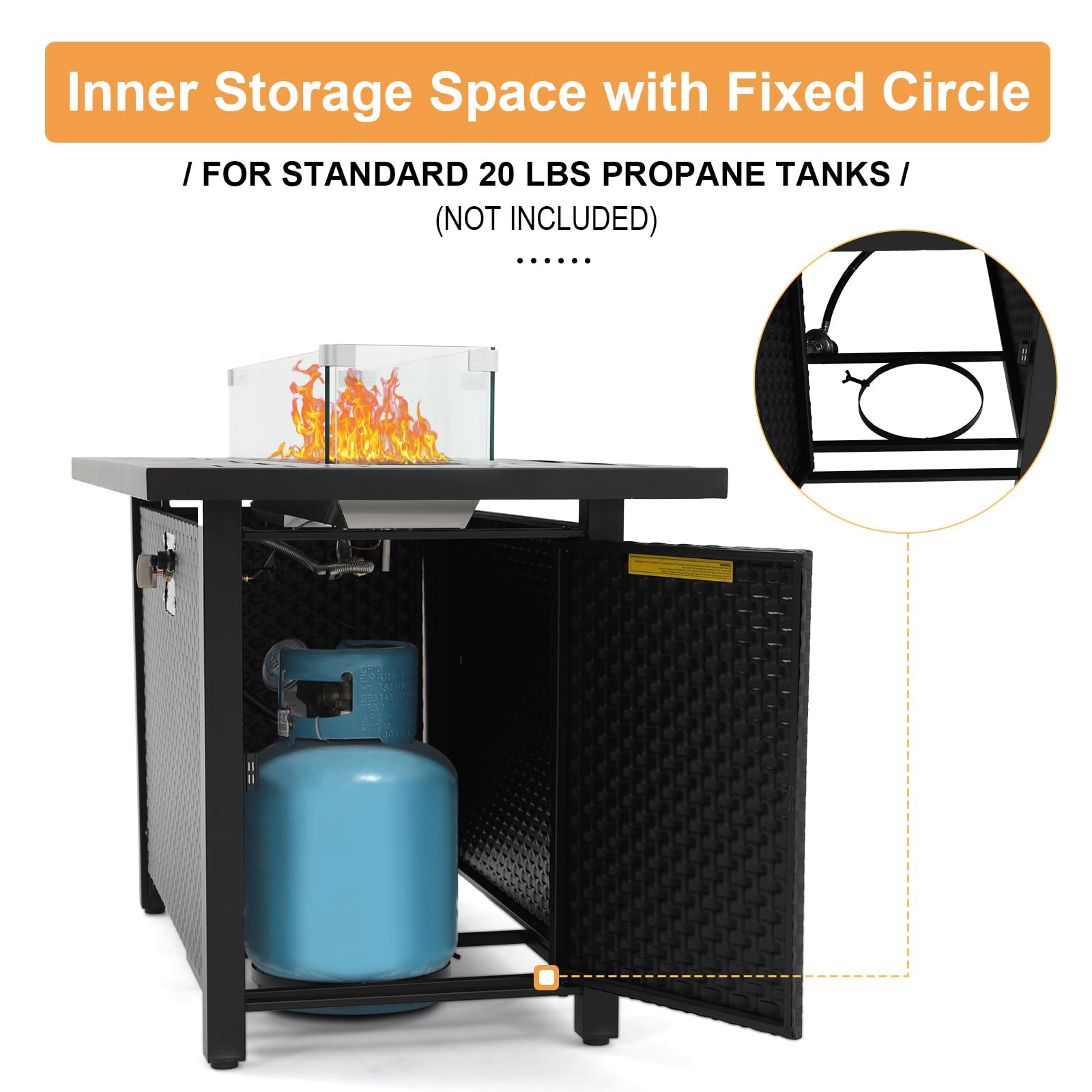 45'' Outdoor Propane Fire Pit Table, 50000 BTU Firepit with Adjustable Flame