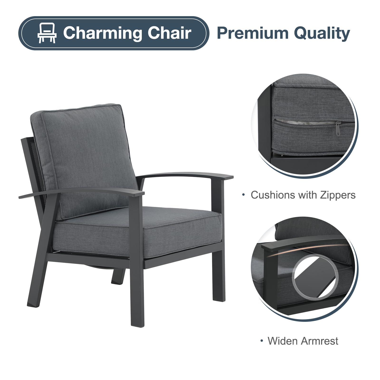 4Pcs Aluminum Outdoor Conversation Set With Cushions And Coffee Table