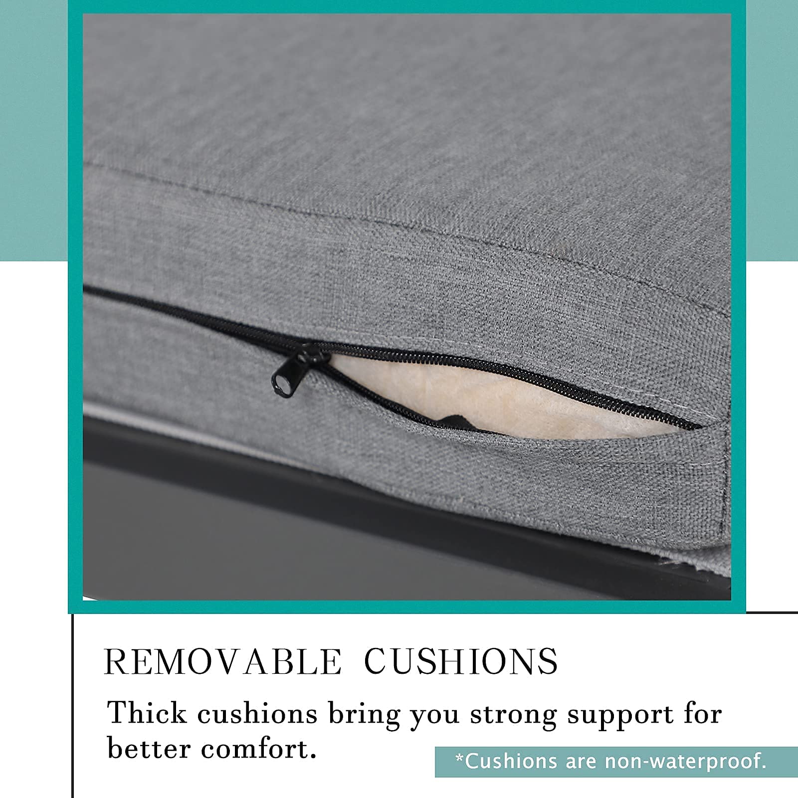 OC ORANGE-CASUAL 3Pcs L-Shaped Aluminum Sofa Set with Glass Coffee Table