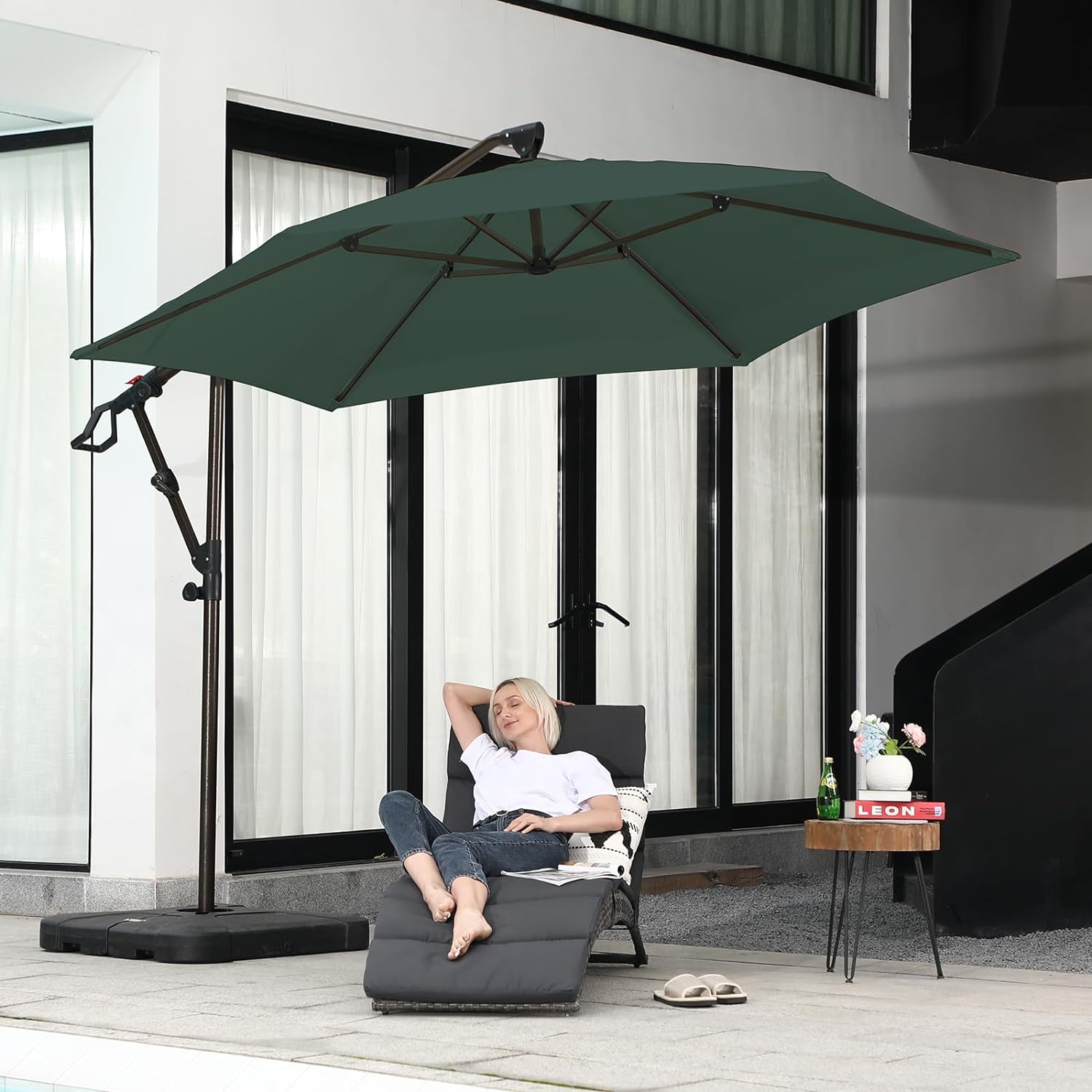 10Ft Patio Umbrella, Outdoor Cantilever Aluminum Umbrella with 360°Rotation,5 Colors
