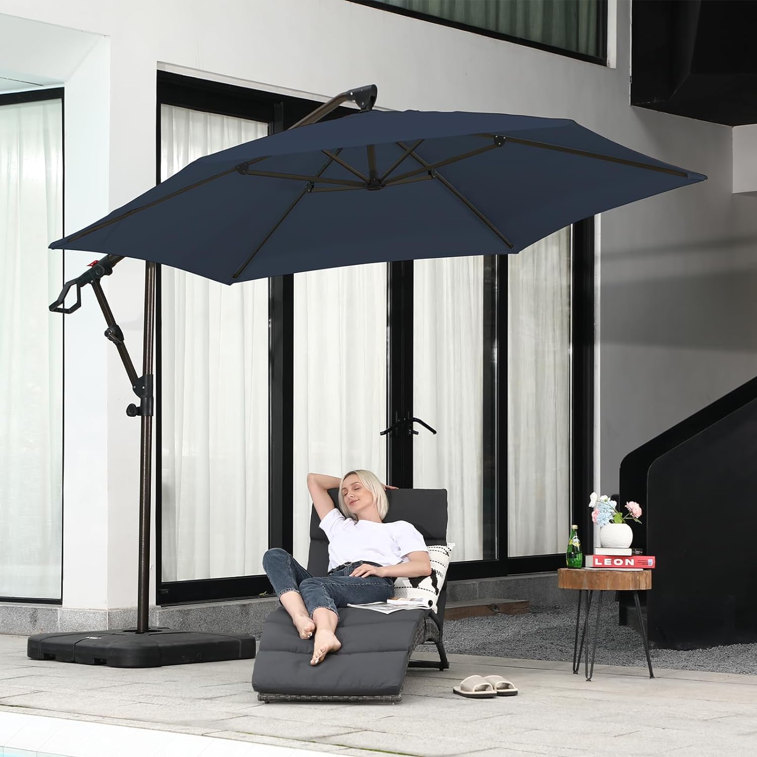 10Ft Patio Umbrella, Outdoor Cantilever Aluminum Umbrella with 360°Rotation,5 Colors