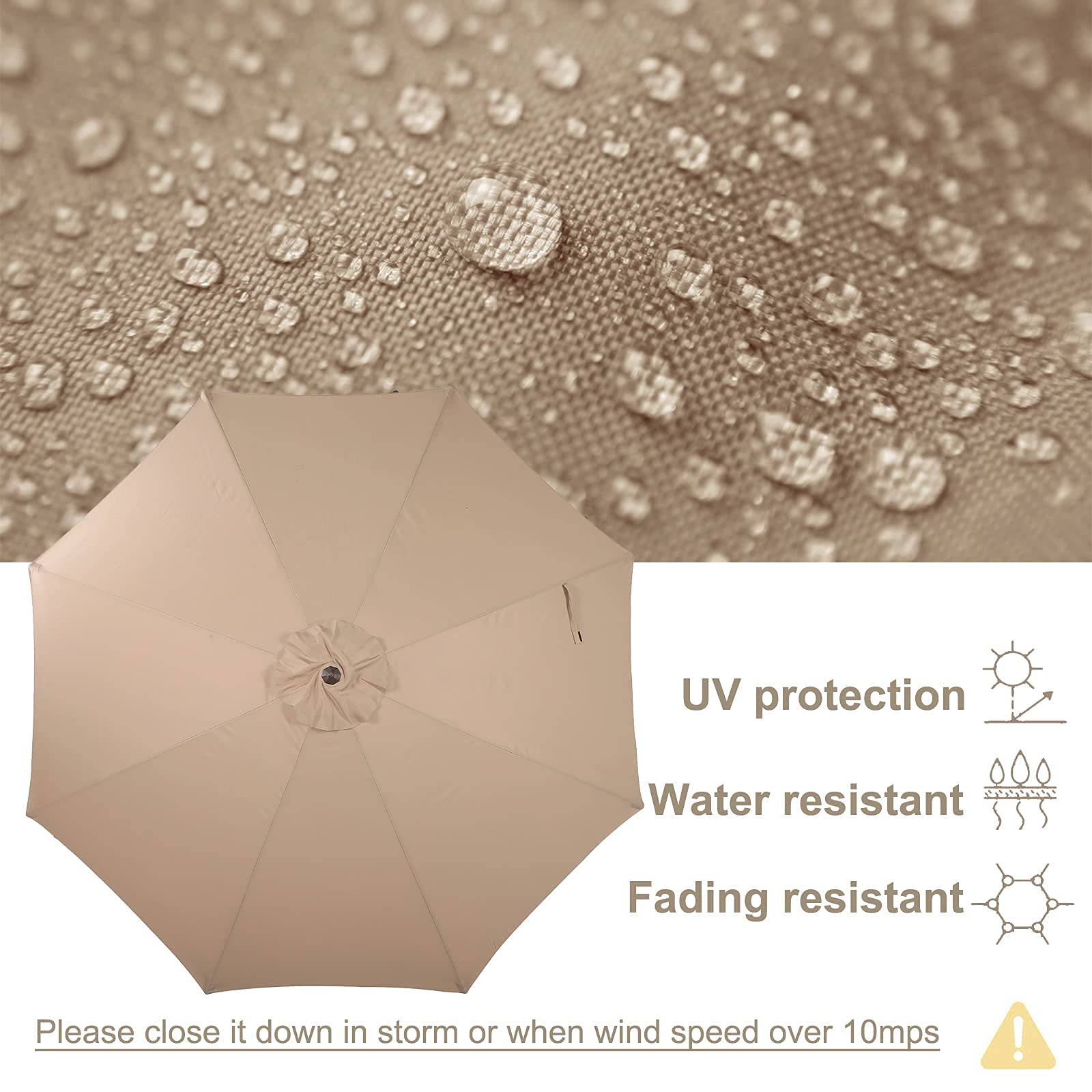 7.5 ft Patio Umbrella Outdoor Table Market Umbrella with Push Button Tilt and Crank, 6 Ribs