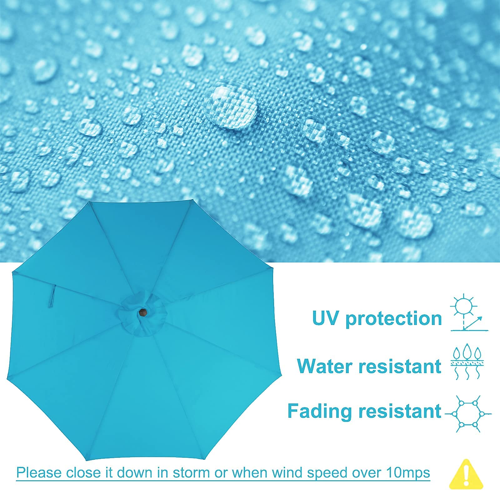 7.5 ft Patio Umbrella Outdoor Table Market Umbrella with Push Button Tilt and Crank, 6 Ribs