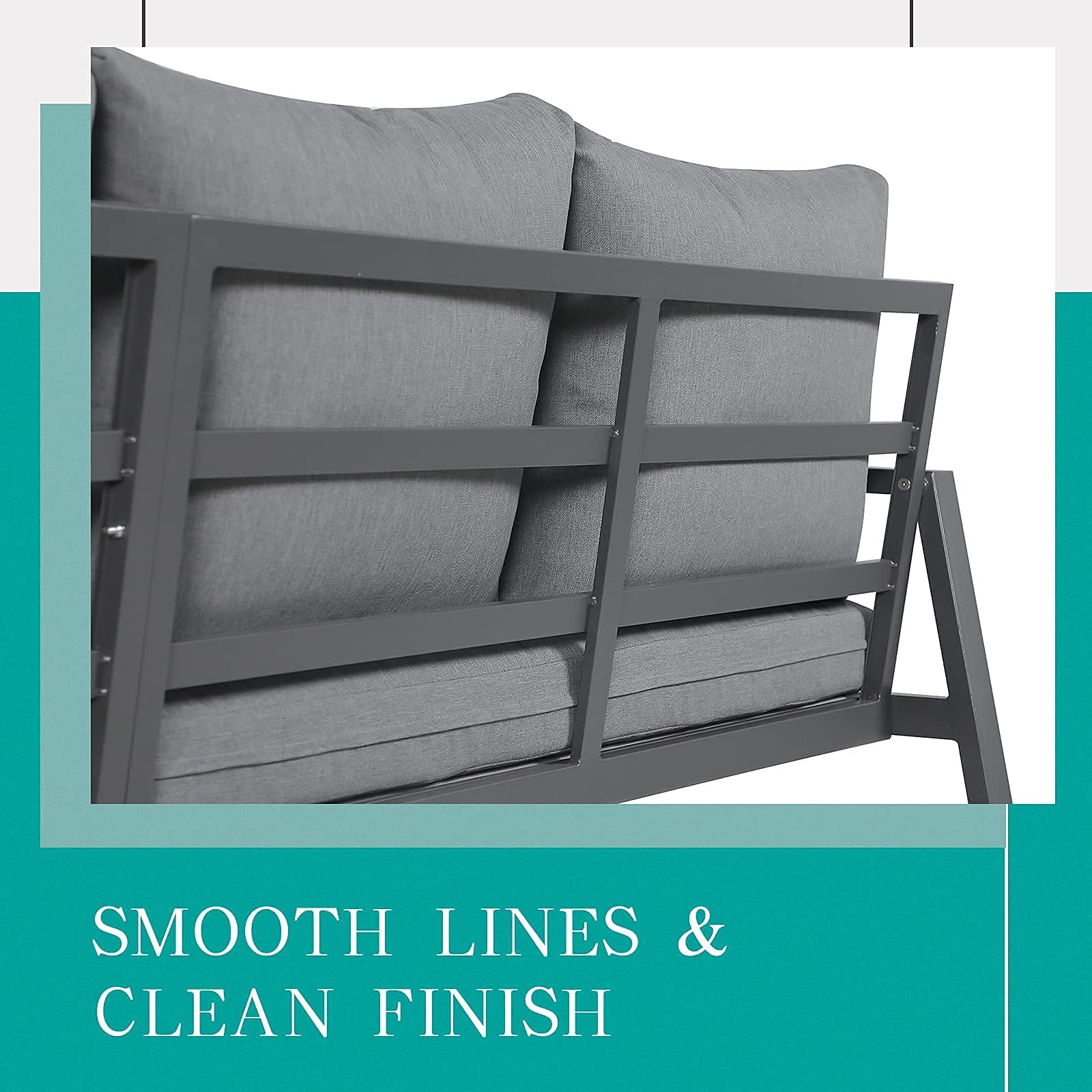 OC ORANGE-CASUAL 3Pcs L-Shaped Aluminum Sofa Set with Glass Coffee Table