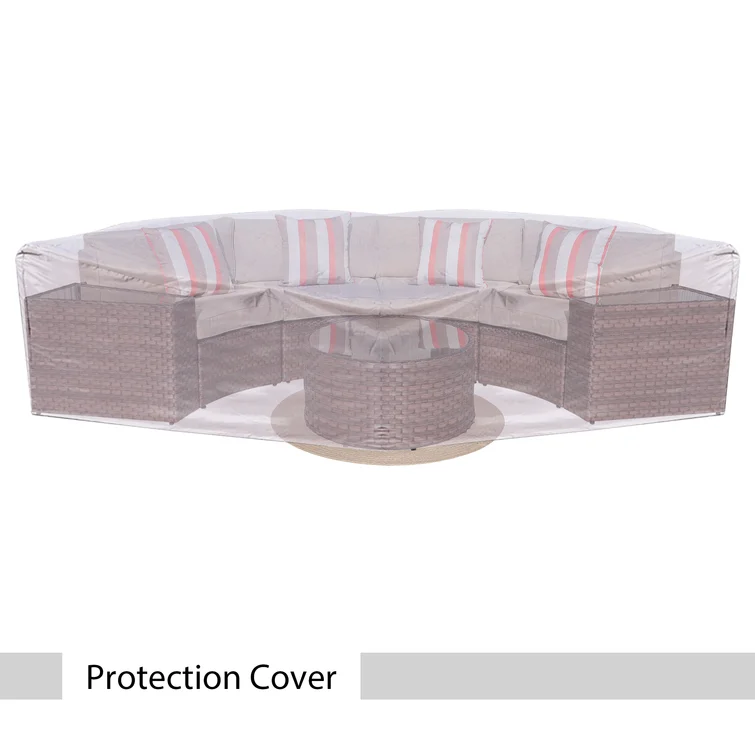 7pcs Outdoor Curved Sofas Wicker Half-Moon Sectional Set, 4 Colors