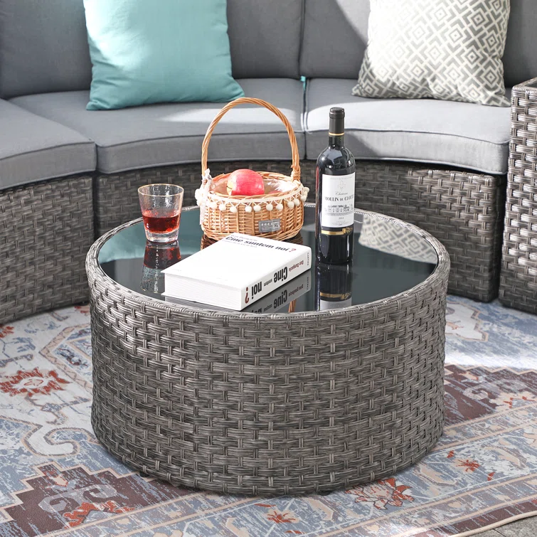 5-13 pcs Outdoor Curved Sofas, Curved Outdoor Sectionals, Grey