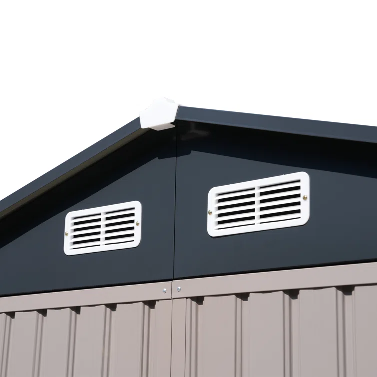 8'x 12' Metal Outdoor Storage Shed Brown Garden Tool Shed for Backyard & Patio