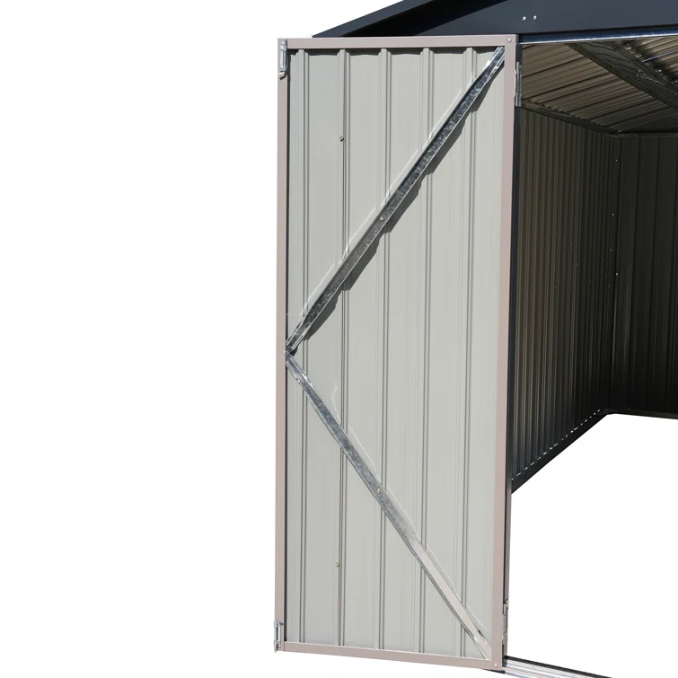 8'x 12' Metal Outdoor Storage Shed Brown Garden Tool Shed for Backyard & Patio