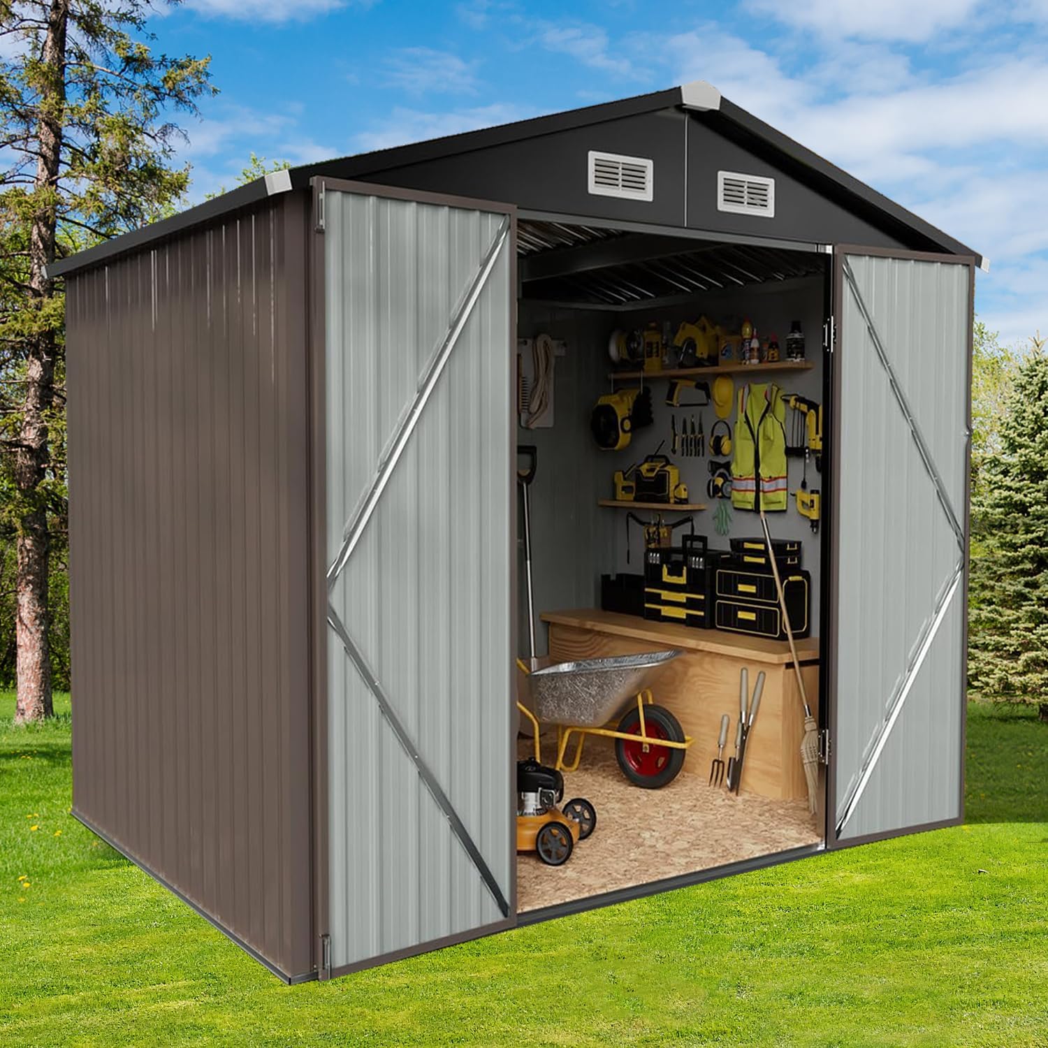 6'x 4' Outdoor Storage Shed, Metal Garden Tool Shed for 6'x 4' Outdoor Storage Shed, Metal Garden Tool Shed for