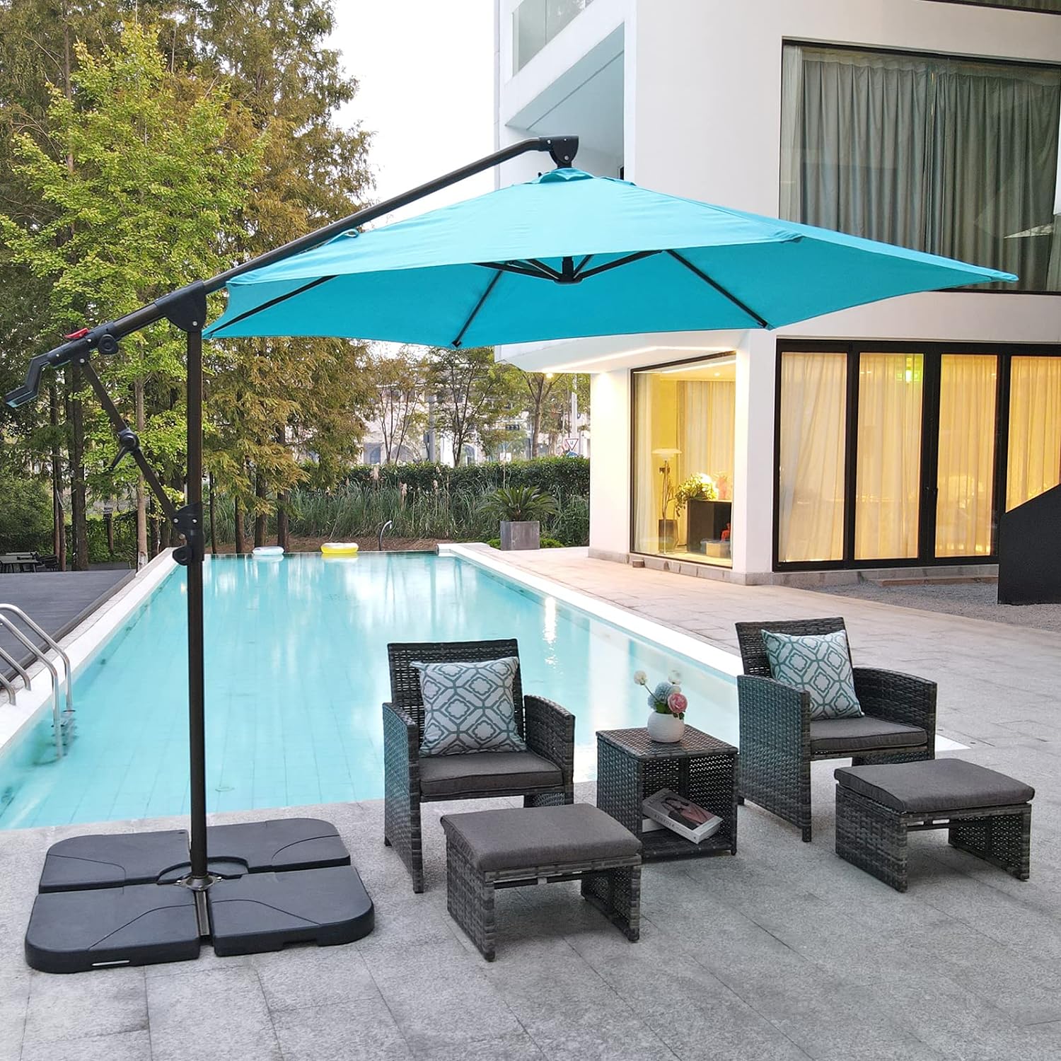 10Ft Patio Umbrella, Outdoor Cantilever Aluminum Umbrella with 360°Rotation,5 Colors