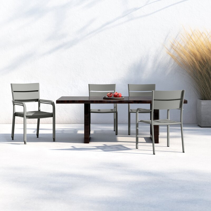 2-6pcs Stackable Patio Chairs with Cushions Aluminum Outdoor Dining Chairs