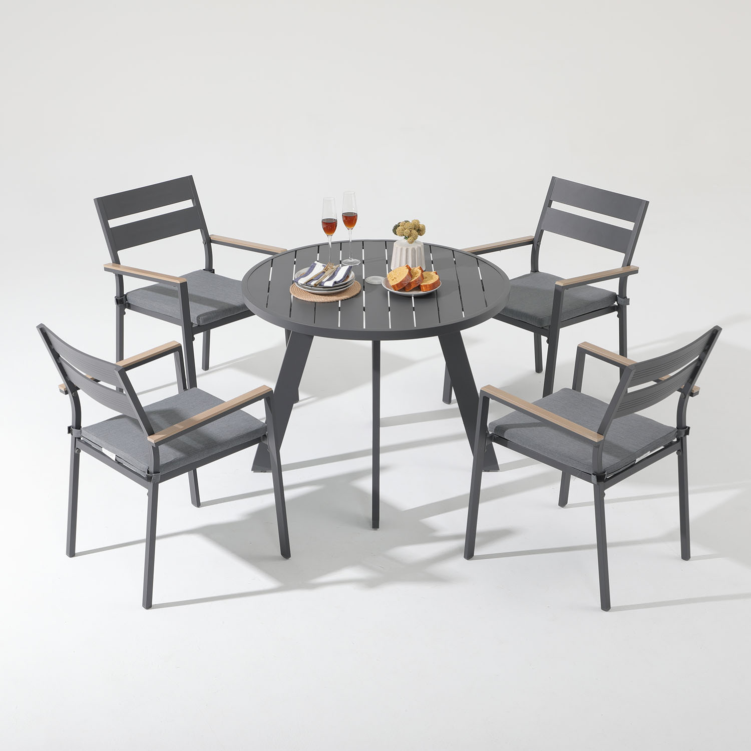 Aluminum Patio Stackable Dining Chairs with Cushions Set of 2/4