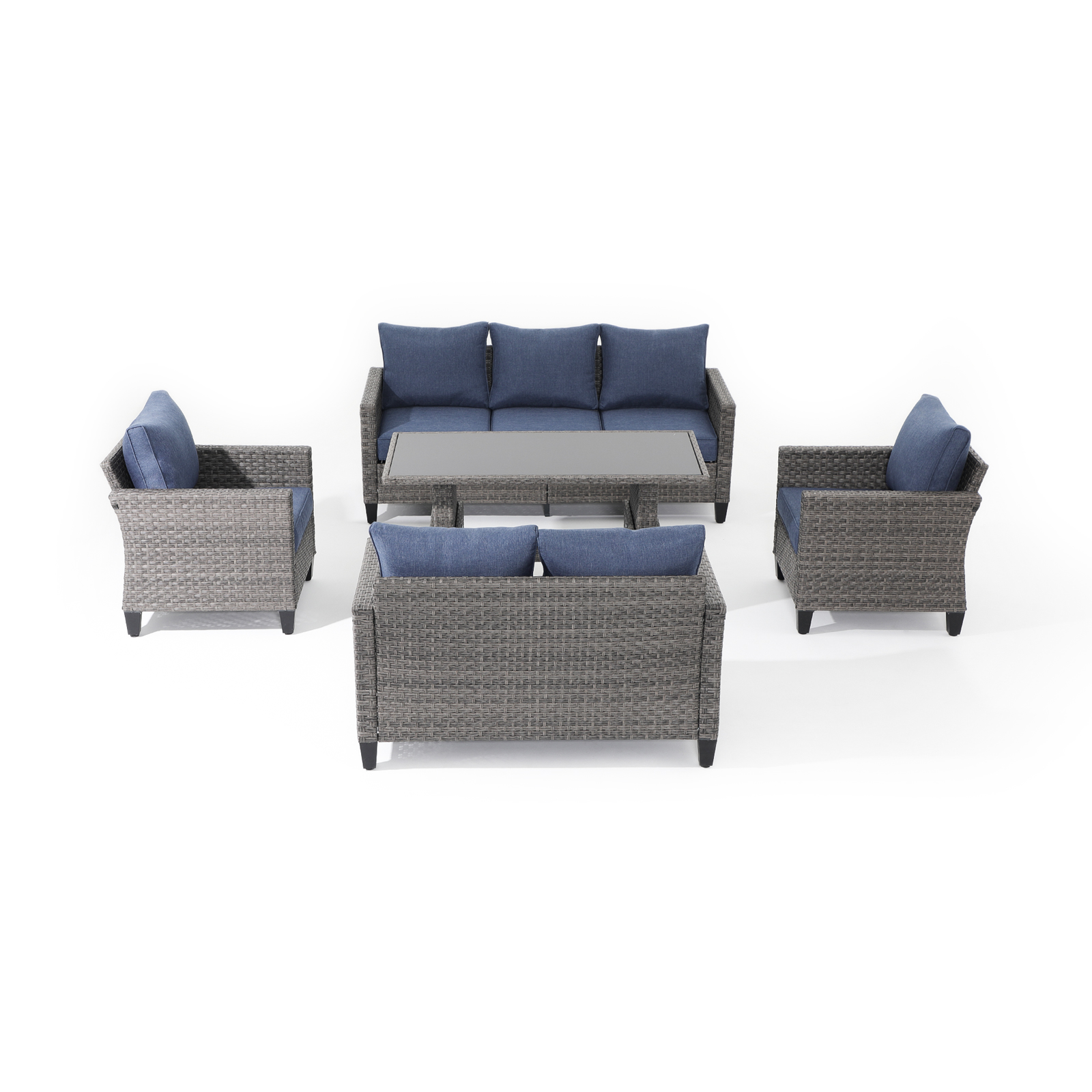 Wicker Outdoor Furniture Set with Lift-top Table Patio Sectional Dining Set