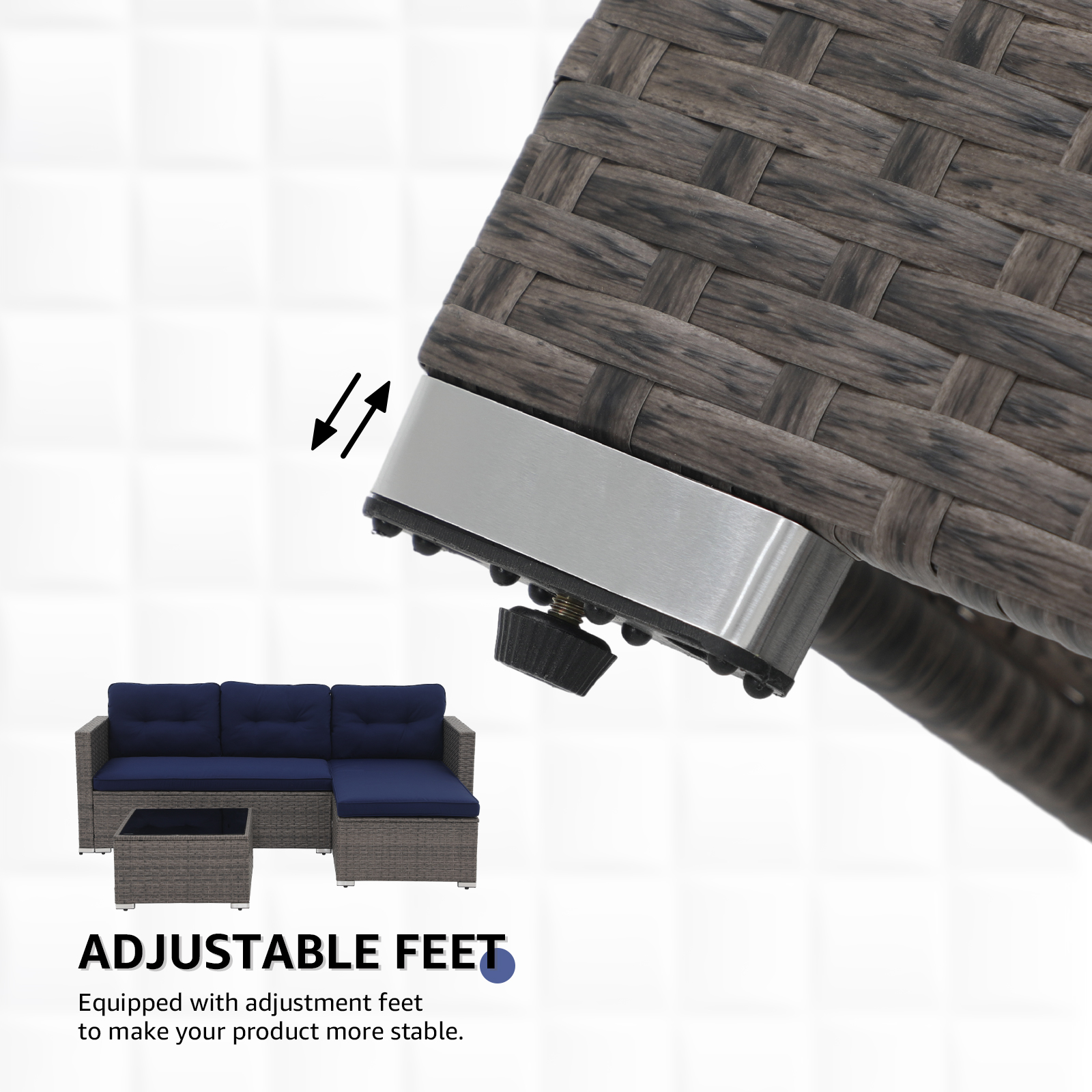 3pcs Outdoor Patio Sectional Set Wicker Furniture Set For Small Spaces