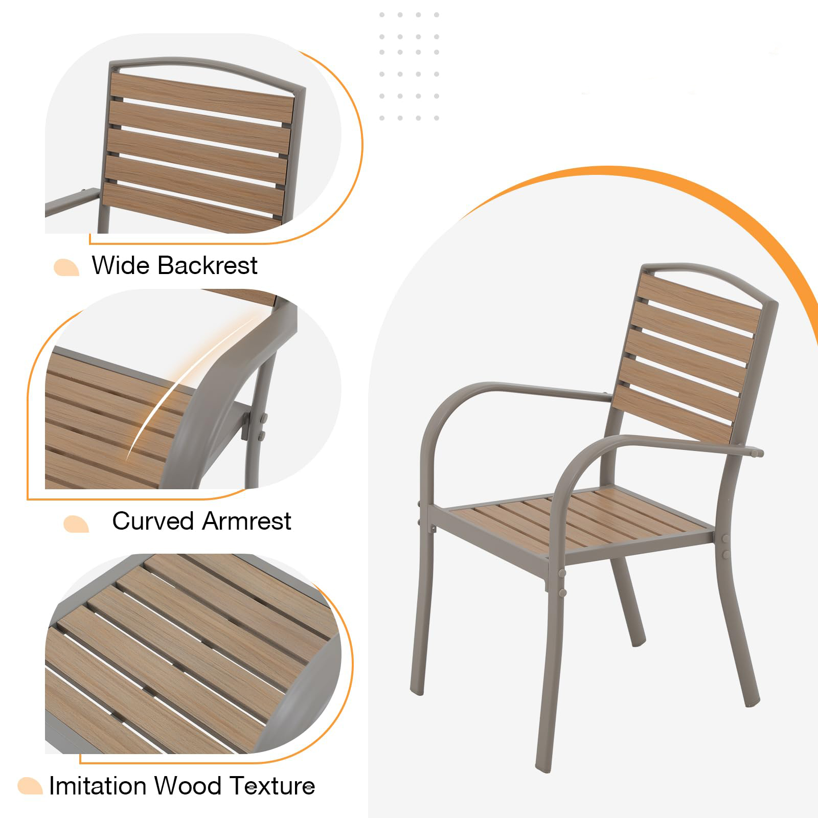 wide metal patio chairs