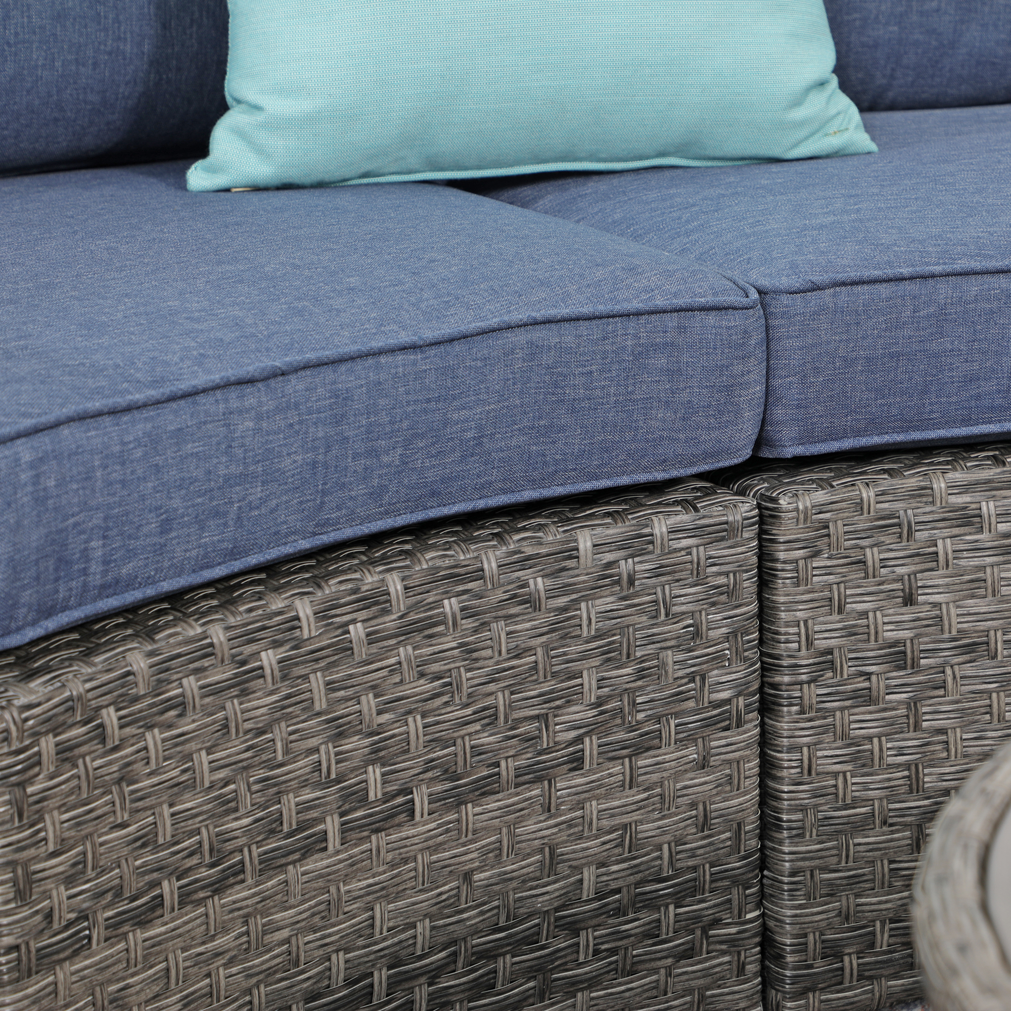 5-11 pcs Outdoor Curved Sofas, Curved Outdoor Sectionals,Denim Blue