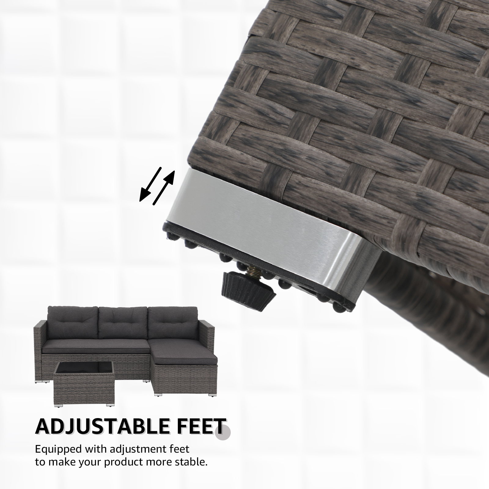 3pcs Outdoor Patio Sectional Set Wicker Furniture Set For Small Spaces