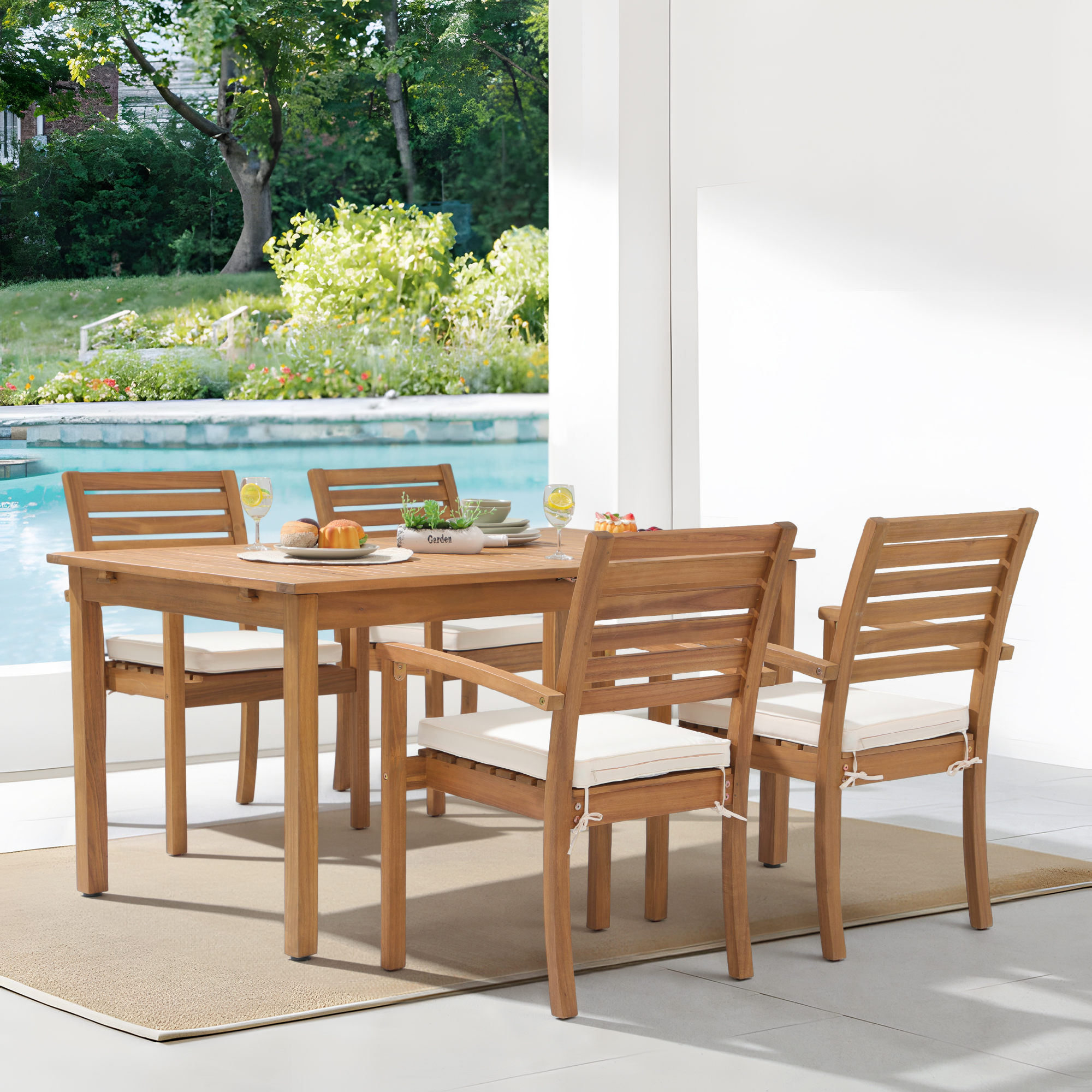 Outdoor Acacia Wooden Chairs,Stackable Patio Dining Chairs