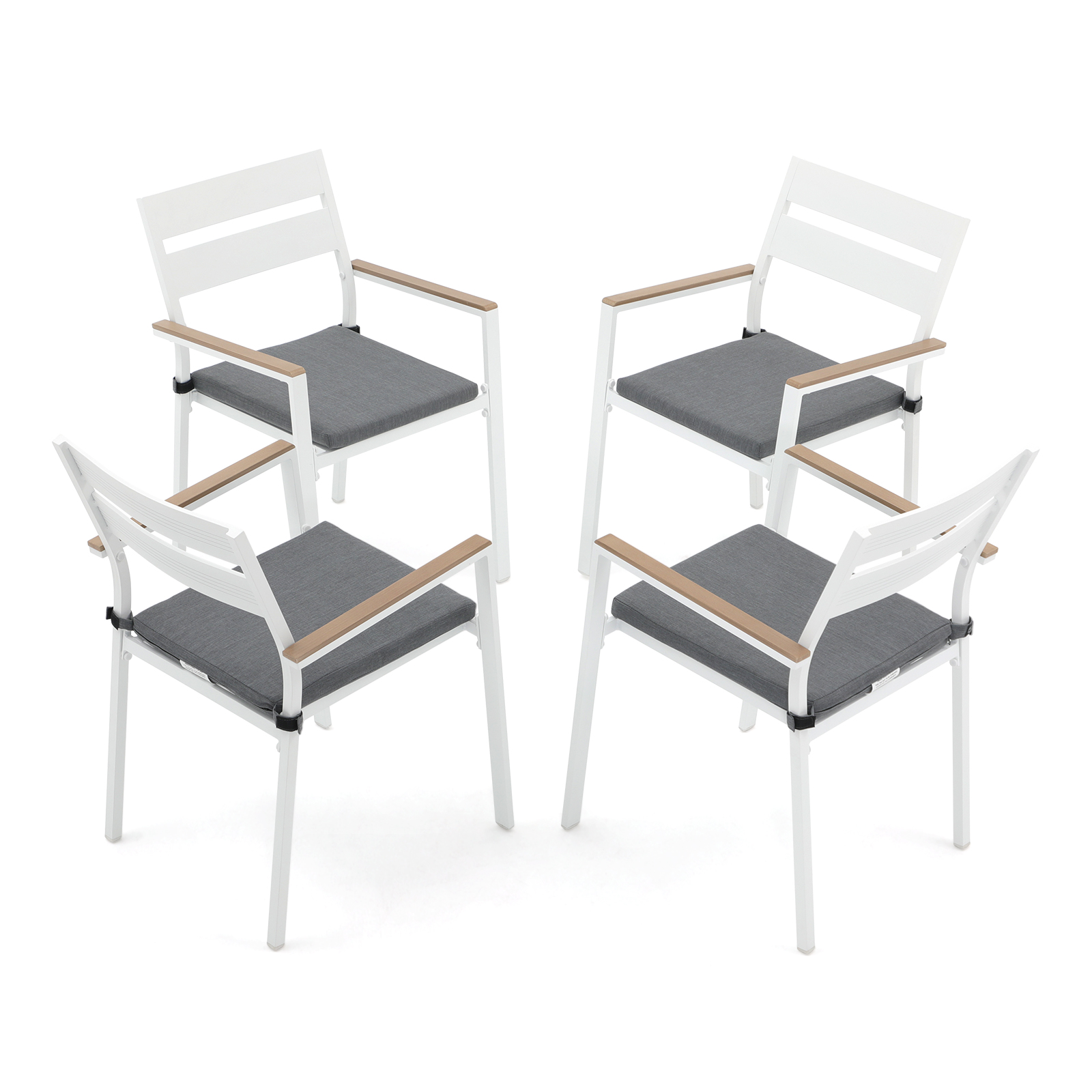 5 Piece Aluminum Patio Dining Set, Outdoor Furniture Set with 4 Chairs and Table