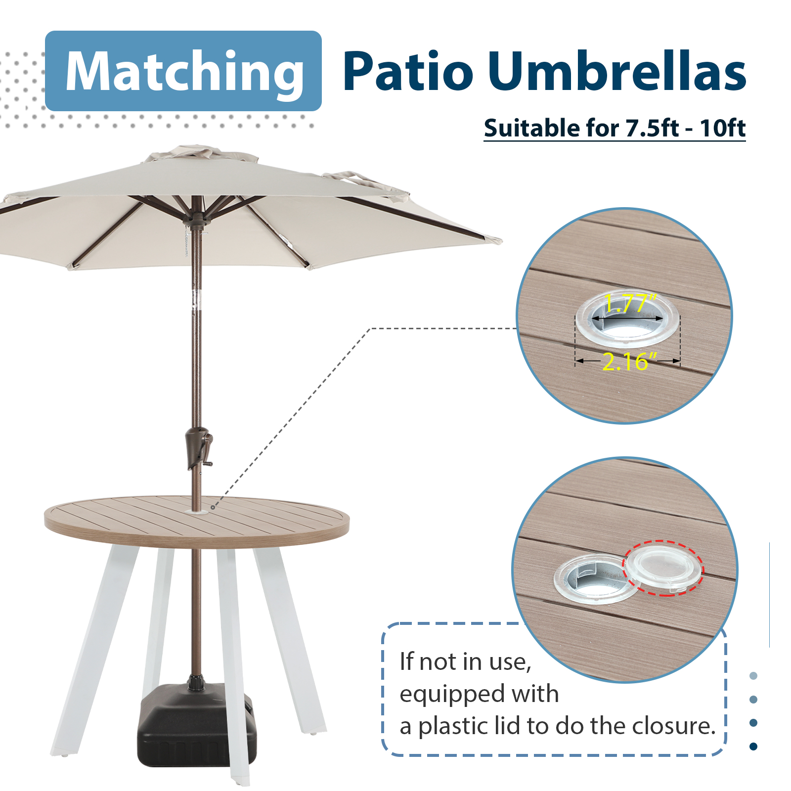 5 Piece Aluminum Patio Dining Set, Outdoor Furniture Set with 4 Chairs and Table