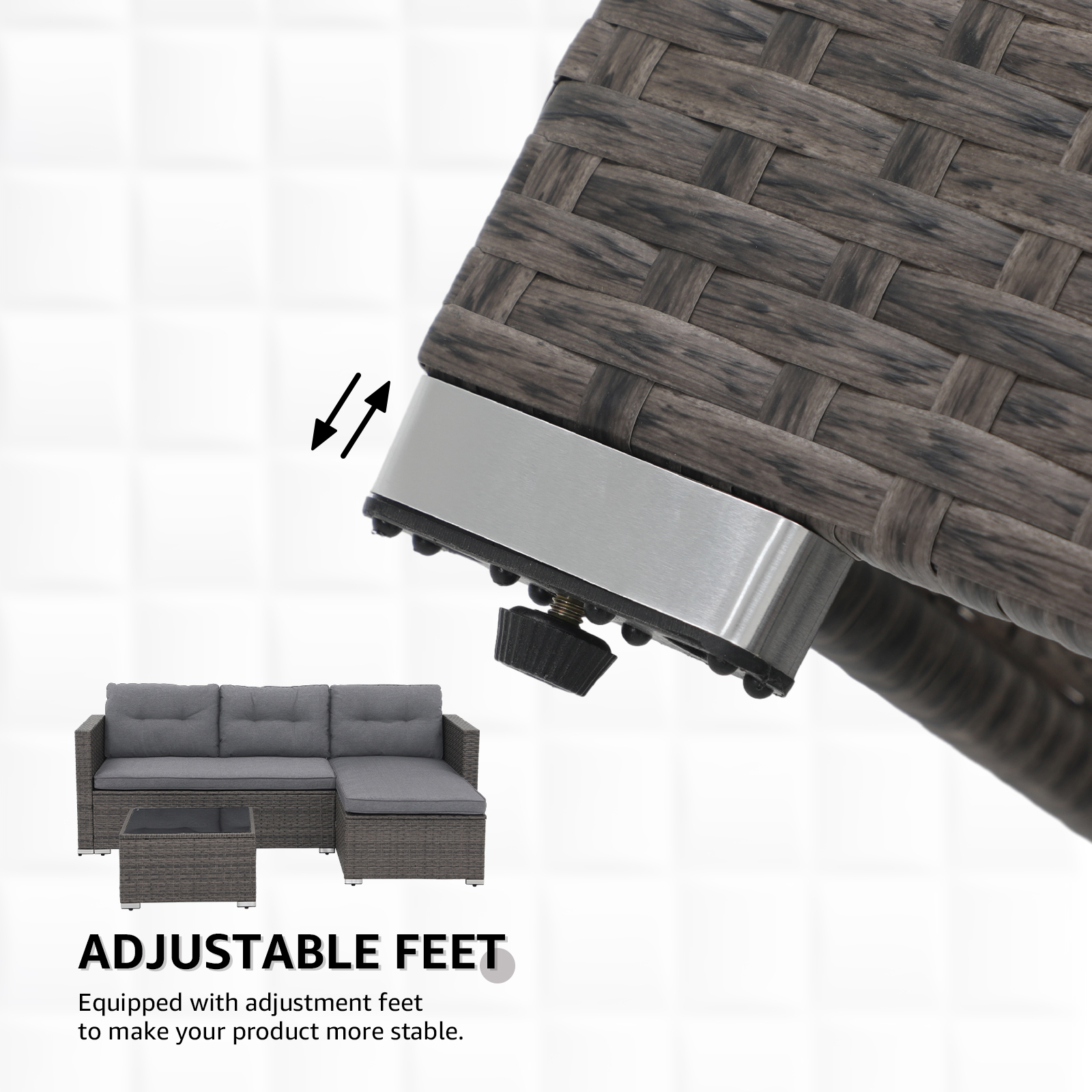 3pcs Outdoor Patio Sectional Set Wicker Furniture Set For Small Spaces