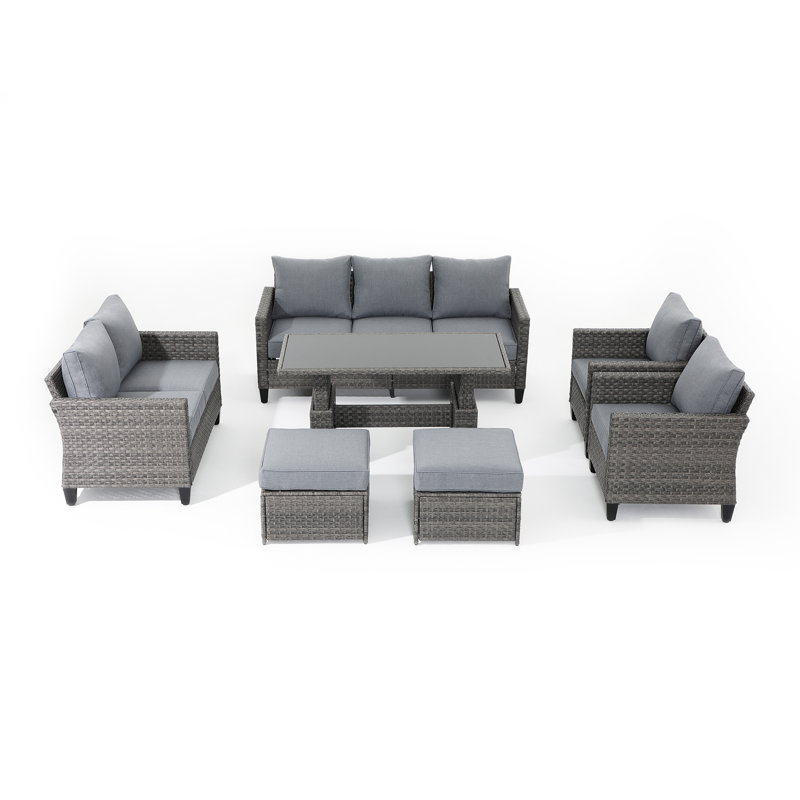 Wicker Outdoor Furniture Set with Lift-top Table Patio Sectional Dining Set