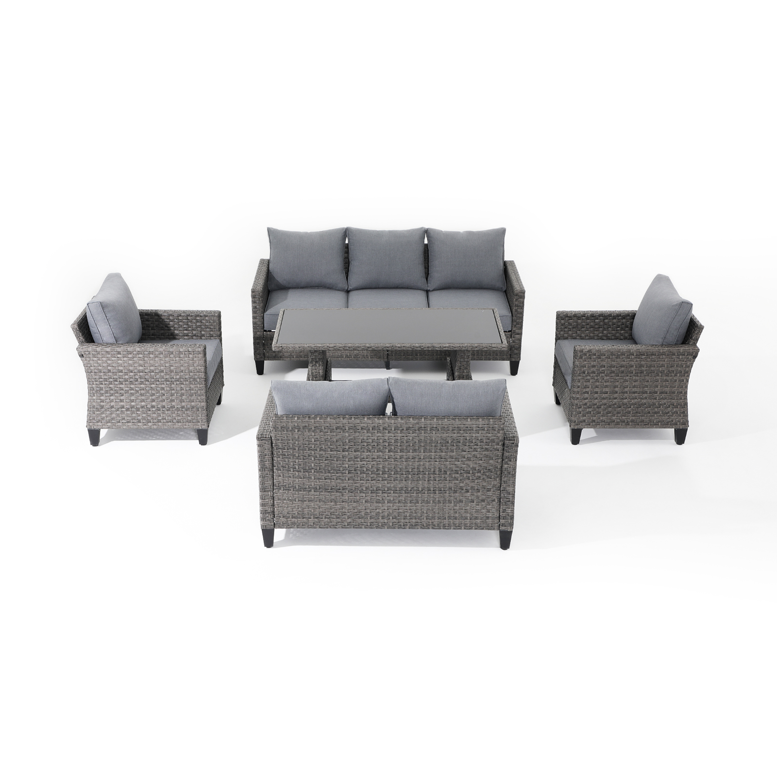 Wicker Outdoor Furniture Set with Lift-top Table Patio Sectional Dining Set