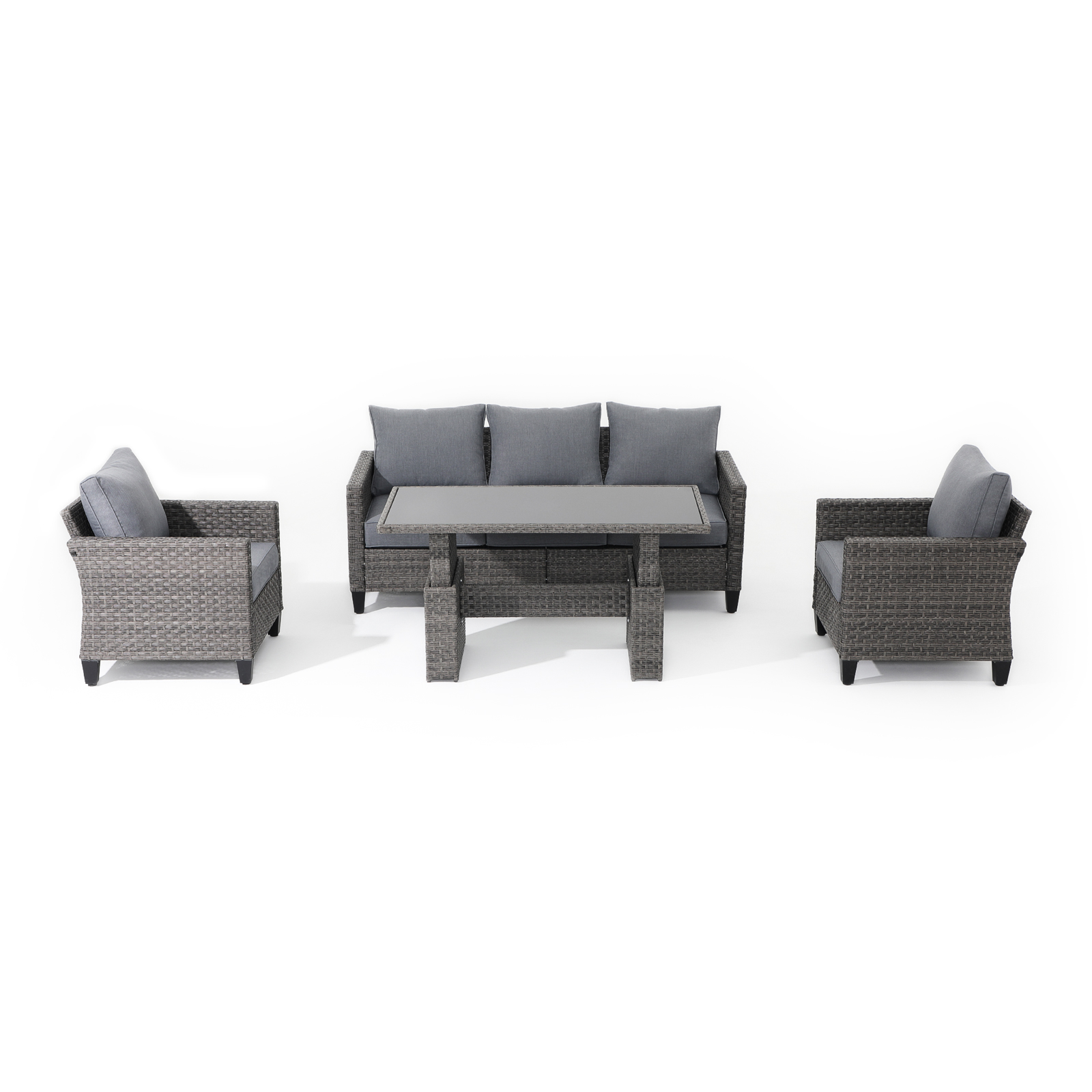 Wicker Outdoor Furniture Set with Lift-top Table Patio Sectional Dining Set
