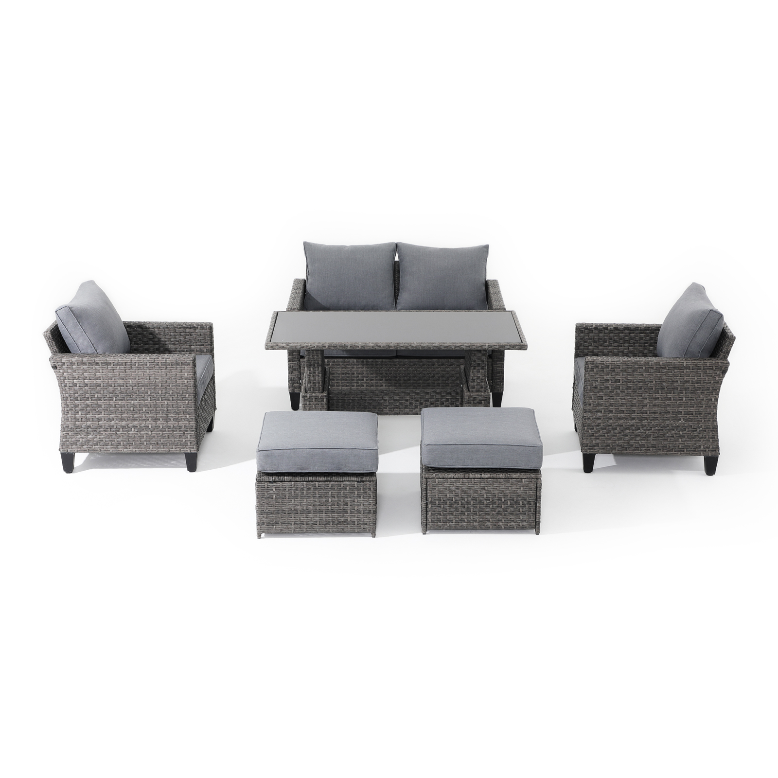 Wicker Outdoor Furniture Set with Lift-top Table Patio Sectional Dining Set