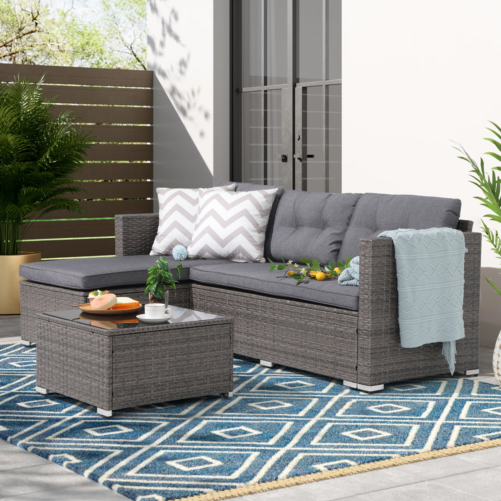 3 Piece Patio Set, – Outdoor Conversation Furniture Orange-Casual® Sets - Orange-Casual