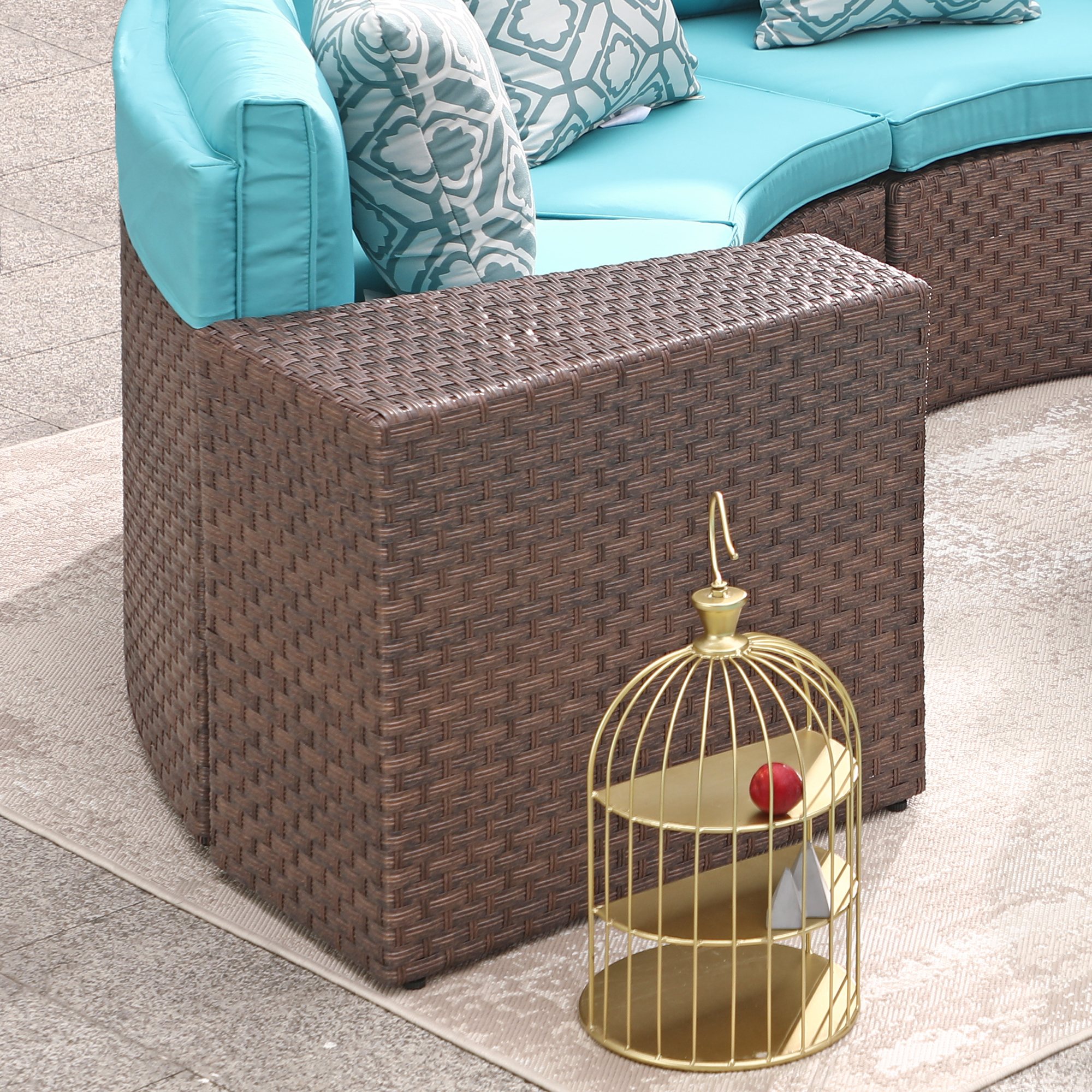 5pcs Outdoor Curved Sofas Wicker Half-Moon Sectional Set, 4 Colors